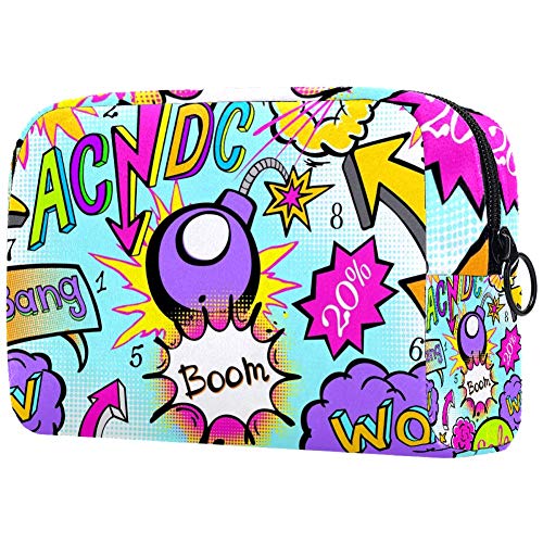 Comic Book Explosion Pattern Cosmetic Bag - Waterproof Makeup Pouch & Travel Toiletry Organizer for Women & Girls - Perfect for Daily Use, Gym, Travel & School Essentials
