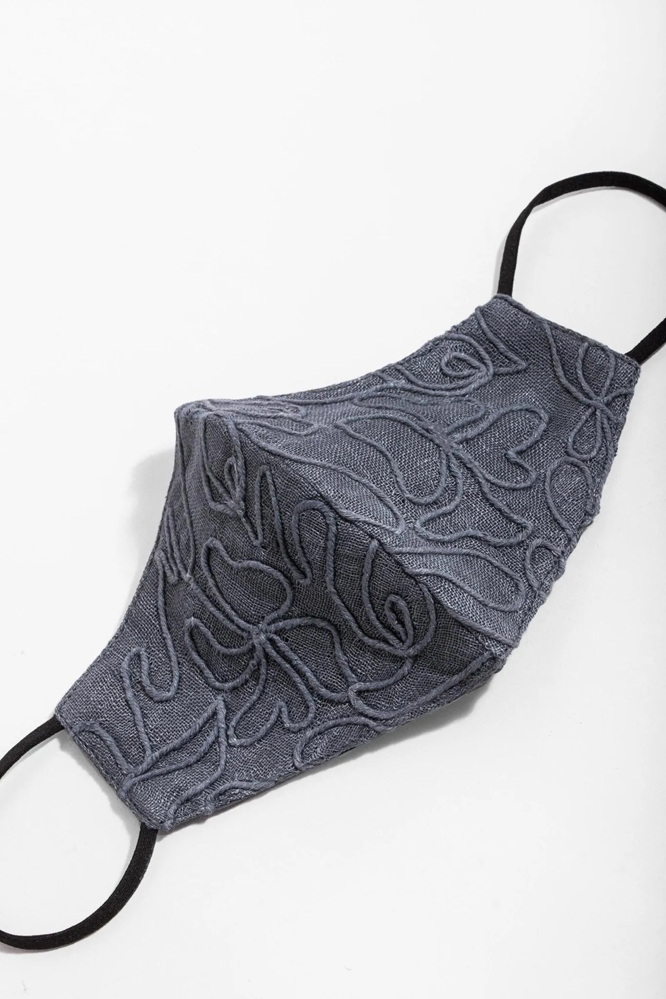 Linen Embroidered Face Mask - Breathable Washable Reusable Cotton Linen Fabric with Floral Embroidery - Perfect for Daily Use, Travel, and Outdoor Activities