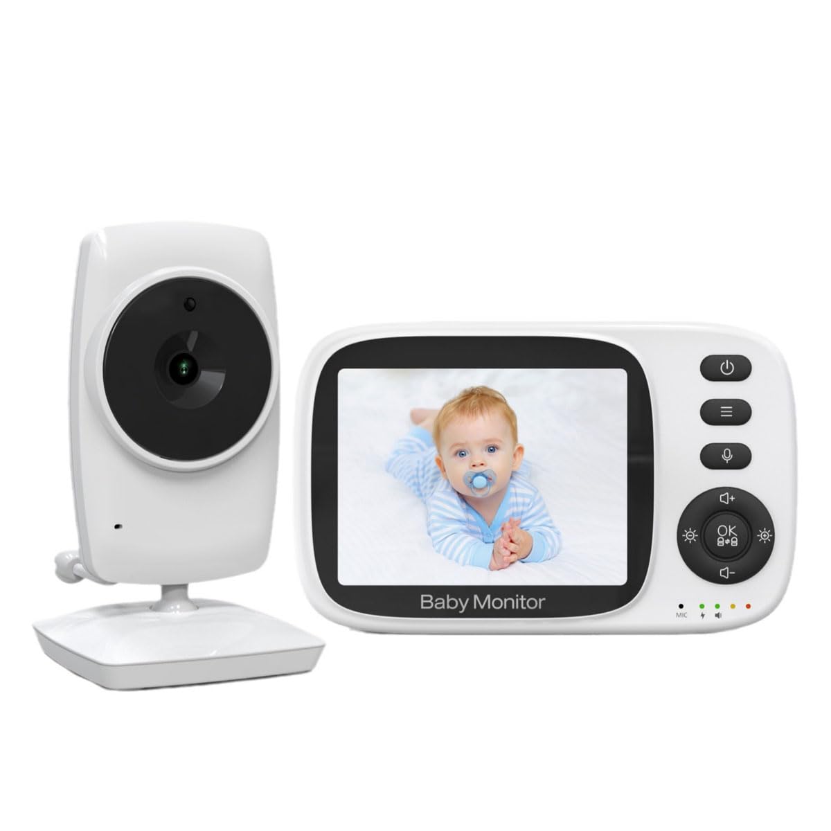 Smart Baby Monitor with 3.2'' LCD Screen & Camera - 1000ft Range, 22H Battery Life, PTZ Control, Two-Way Audio, Night Vision, Lullabies - Ideal for Nursery, Bedroom, and Travel Use