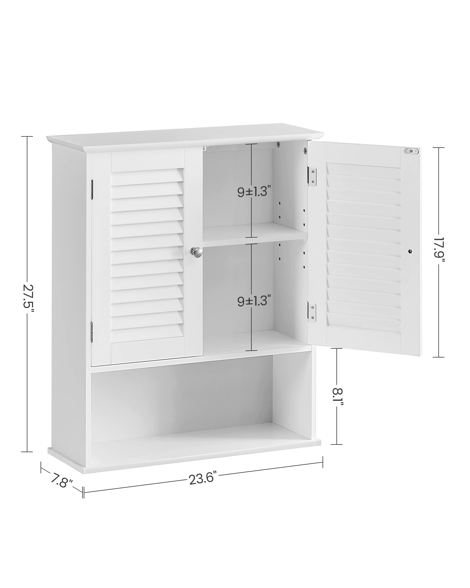 VASAGLE White Wall-Mounted Bathroom Storage Cabinet with Adjustable Shelf - Medicine Cabinet for Bathroom Organization - Perfect for Small Spaces, Apartments, and Vanity Storage