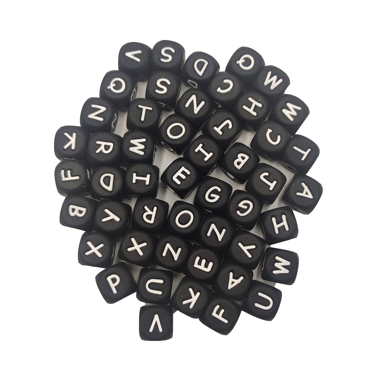 12mm Silicone Alphabet Beads for DIY Jewelry & Keychains - 50pcs Square Letter Beads for Crafting Gifts