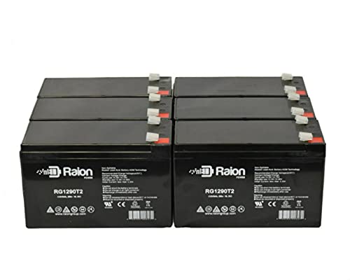 Raion Power 12V 9Ah AGM Replacement Battery for Consent Battery GS128-5 - 6 Pack - Perfect for UPS Backup, Emergency Lighting, and Security Systems