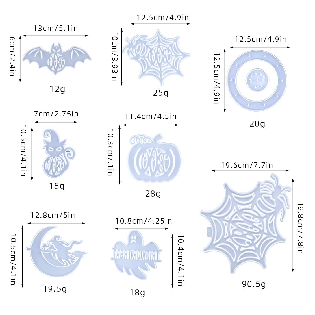 8-Piece Halloween Spider Wind Chime Silicone Molds for DIY Resin Crafting - Epoxy Resin Casting Kit for Spooky Home Decor, Garden Ornaments & Unique Handmade Gifts