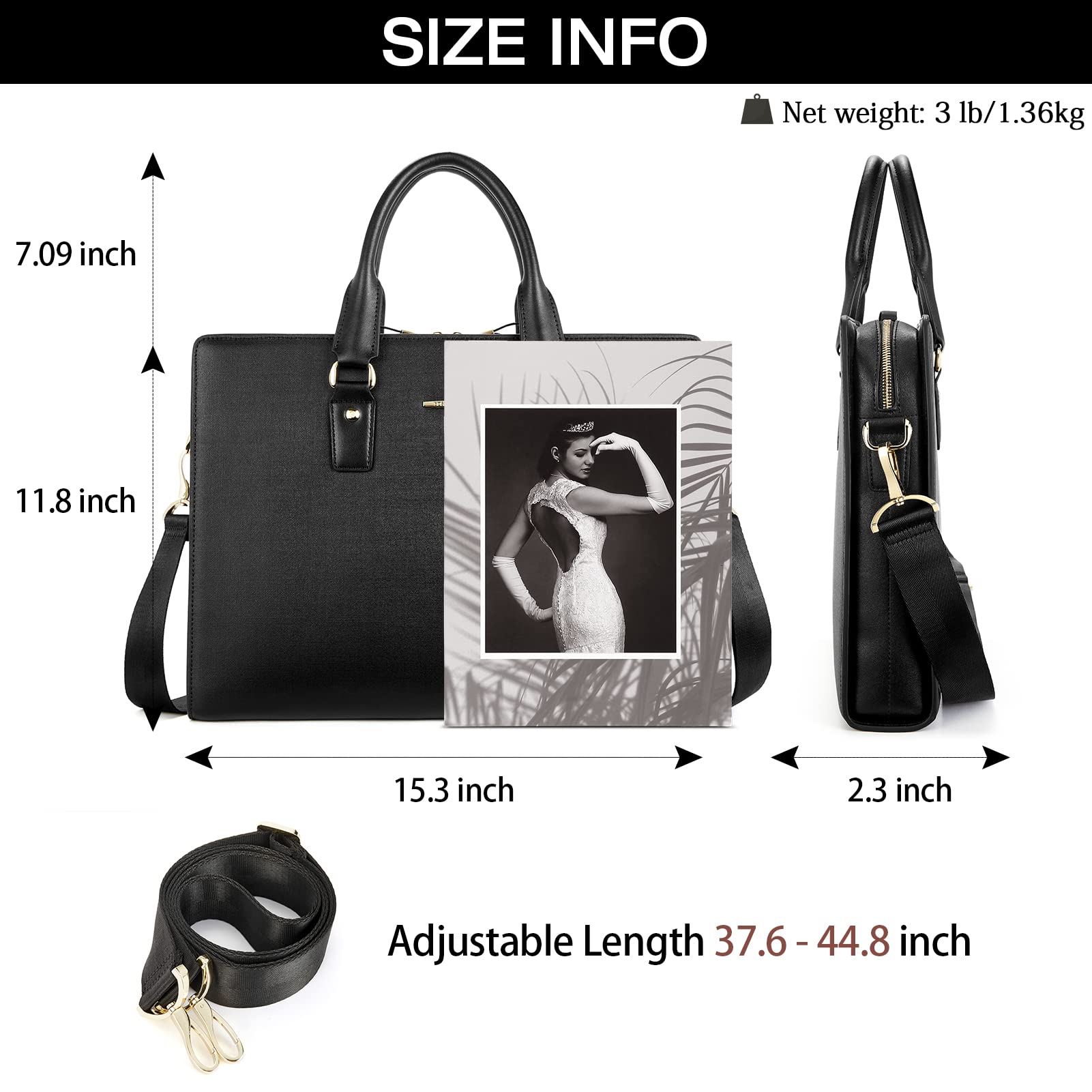 BOSTANTEN Genuine Leather Slim Laptop Briefcase for Men & Women - Professional Business Bag for Lawyers, Office, and Travel - Durable & Stylish Work Bag for Daily Commute and Meetings