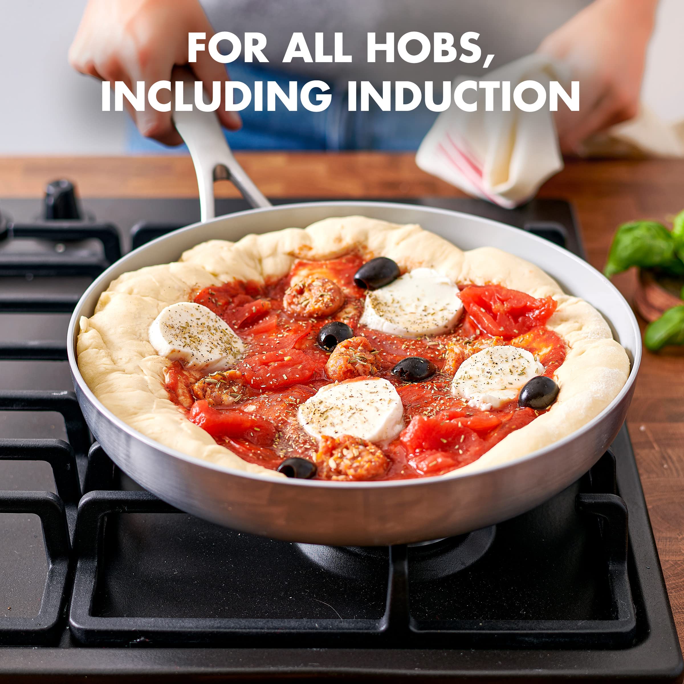 GreenPan Venice Pro Tri-Ply Stainless Steel Healthy Ceramic Nonstick 10-Inch Frying Pan Skillet - PFAS-Free, Multi-Clad, Induction Compatible, Dishwasher & Oven Safe (450°F) - Perfect for Sautéing, Frying & Baking - Silver