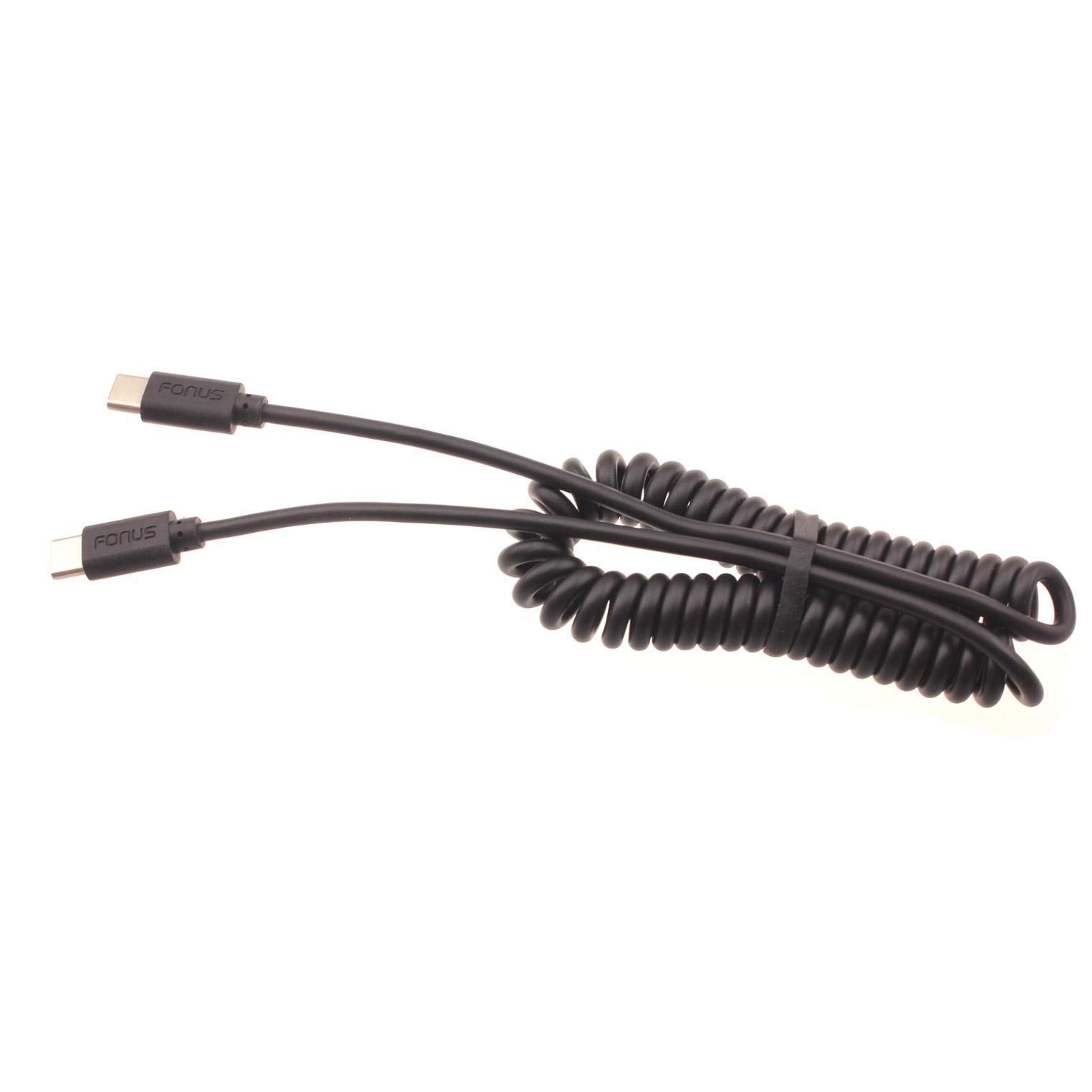 Premium Coiled USB-C to USB-C Fast Charging Cable 3.3ft - 60W PD Quick Charge Compatible with Samsung Galaxy S8/S9/S9+/Tab A 10.1 - Durable Nylon Braided Cord for Home, Office & Travel Charging