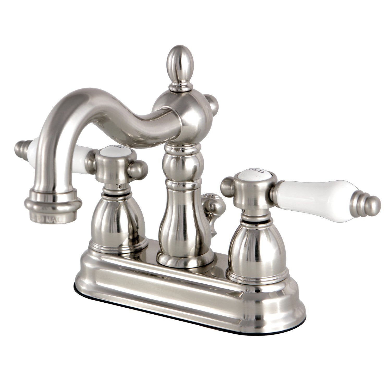 Bel Air KS1608BPL Brushed Nickel Double Handle 3-Hole Deck Mount 4-Inch Centerset Bathroom Faucet with Brass Pop-Up Drain - Perfect for Modern Bathroom Vanities and Sink Upgrades