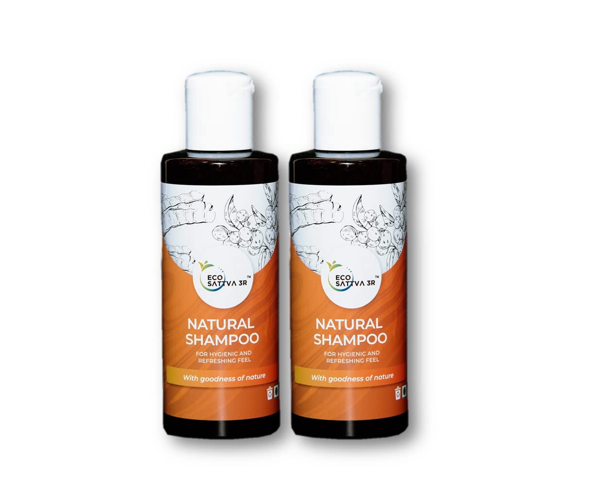 EcoSattva 3R Natural Shampoo for Hair Growth - Sulfate Free & Organic (200ml) - Gentle Cleansing for Dry, Damaged & Color-Treated Hair - Perfect for Daily Use at Home & Travel