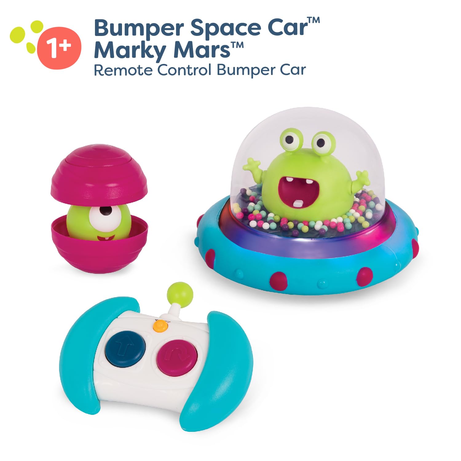 B. Toys Remote Control Car - RC Spaceship Toy Bumper Car with Lights & Sounds for Toddlers & Kids 12+ Months - Interactive Space Vehicle for Indoor & Outdoor Play - Perfect Birthday Gift for Boys & Girls