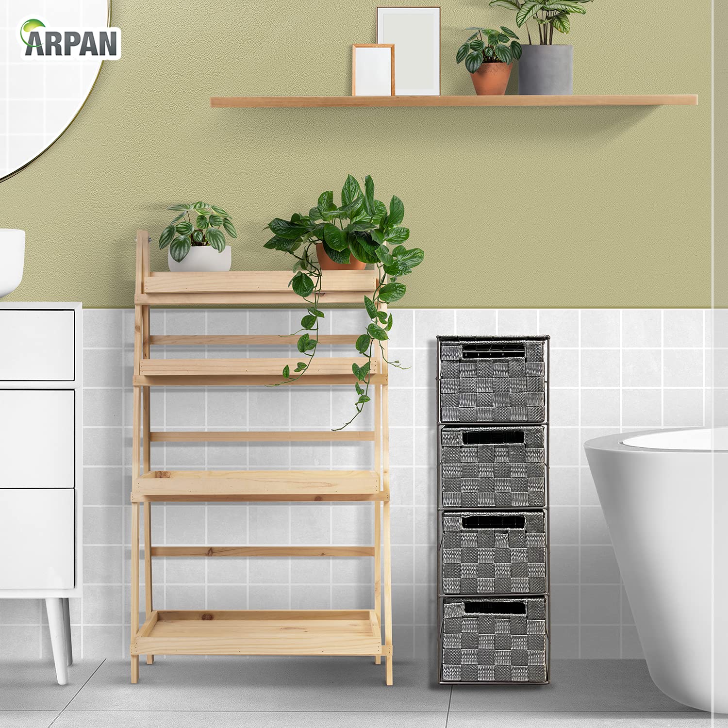 Arpan Grey 4-Drawer Storage Cabinet - Organizer for Home Office, Bedroom, Kitchen & Bathroom | Space-Saving Furniture for Small Spaces & Clutter Control