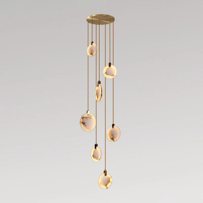 Modern Alabaster Long Staircase Chandelier - Elegant Crystal Ceiling Light Fixture for Grand Foyers, Stairwells & Luxury Home Decor