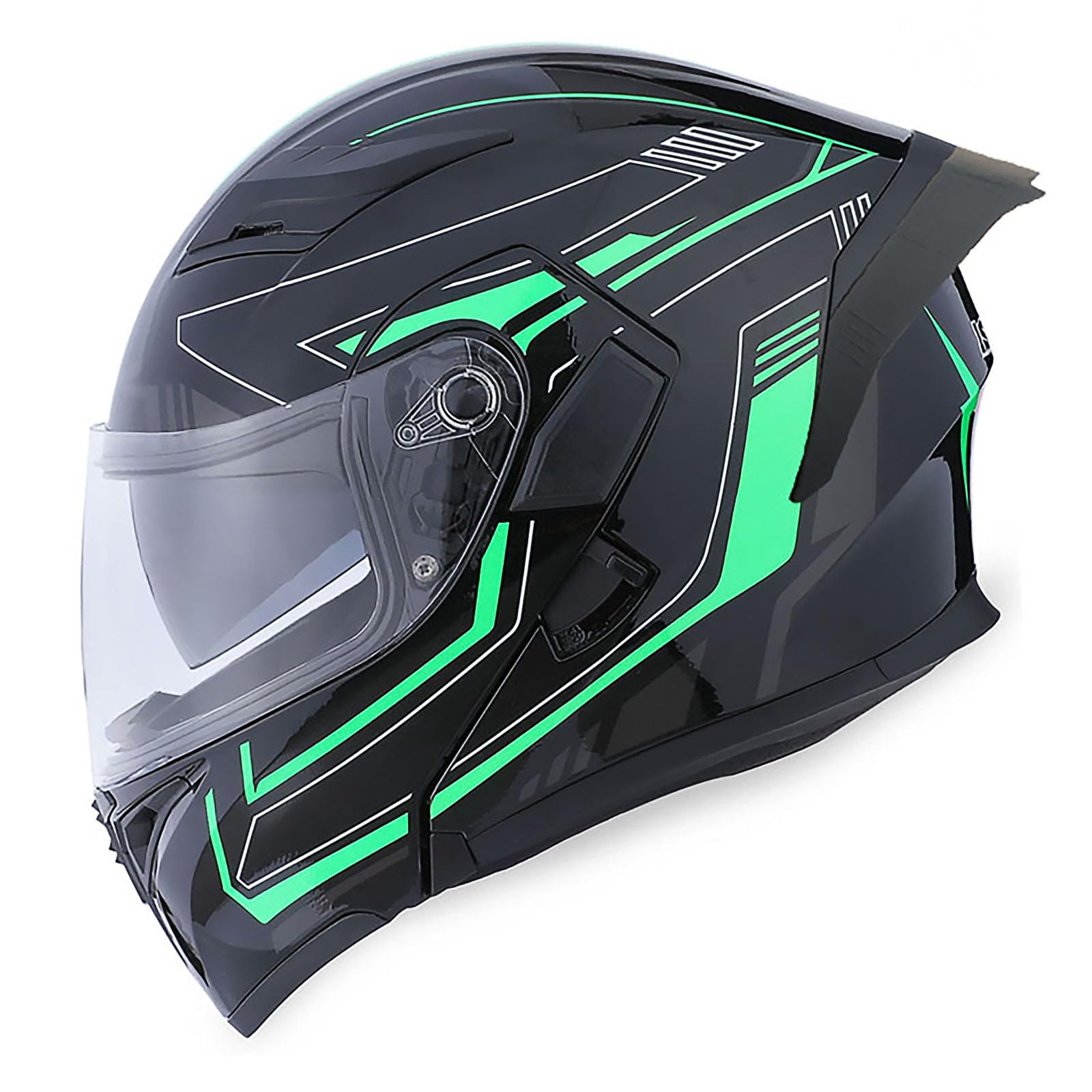 1Storm Motorcycle Modular Full Face Helmet - HB89 Arrow Green with Flip Up Dual Visor & Sun Shield | DOT Approved for Street Biking, Commuting & Adventure Riding