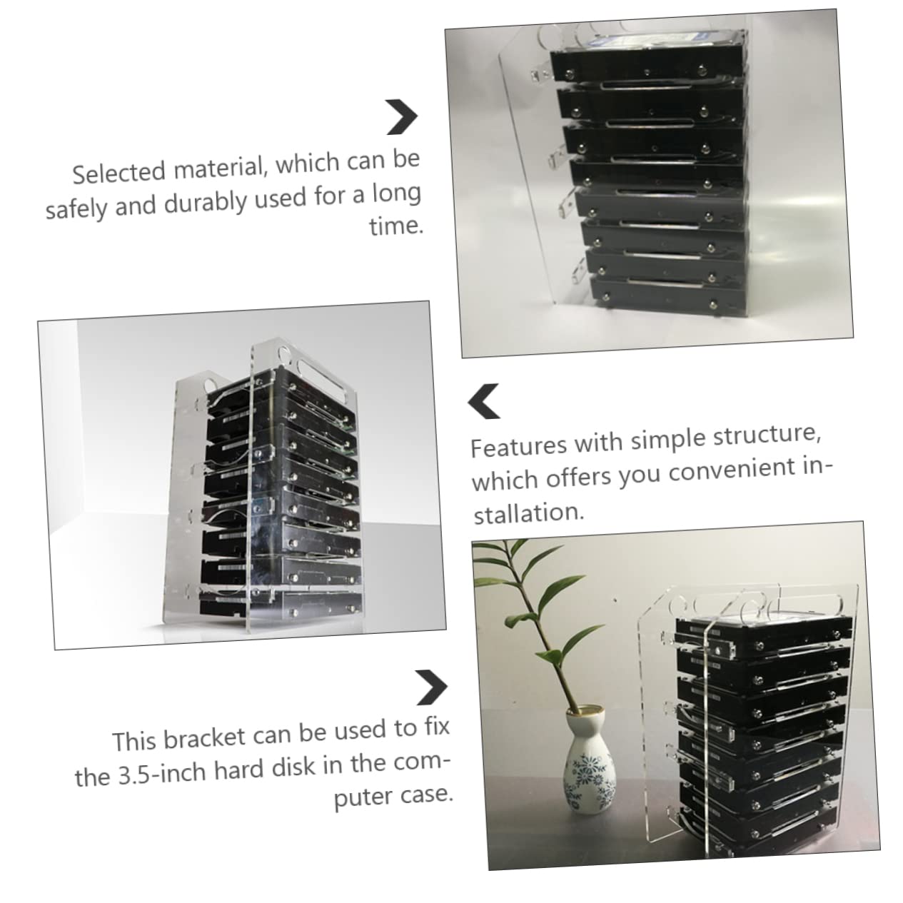 Angoily 3-Pack Acrylic HDD Mounting Bracket - 3.5