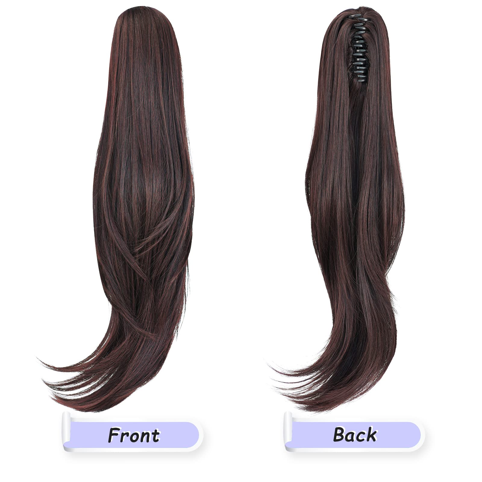 Natural Straight Ponytail Hair Extension with Claw Clip - Seamless Blonde Brown Black Hairpiece for Women - Perfect for Parties, Weddings & Everyday Styling