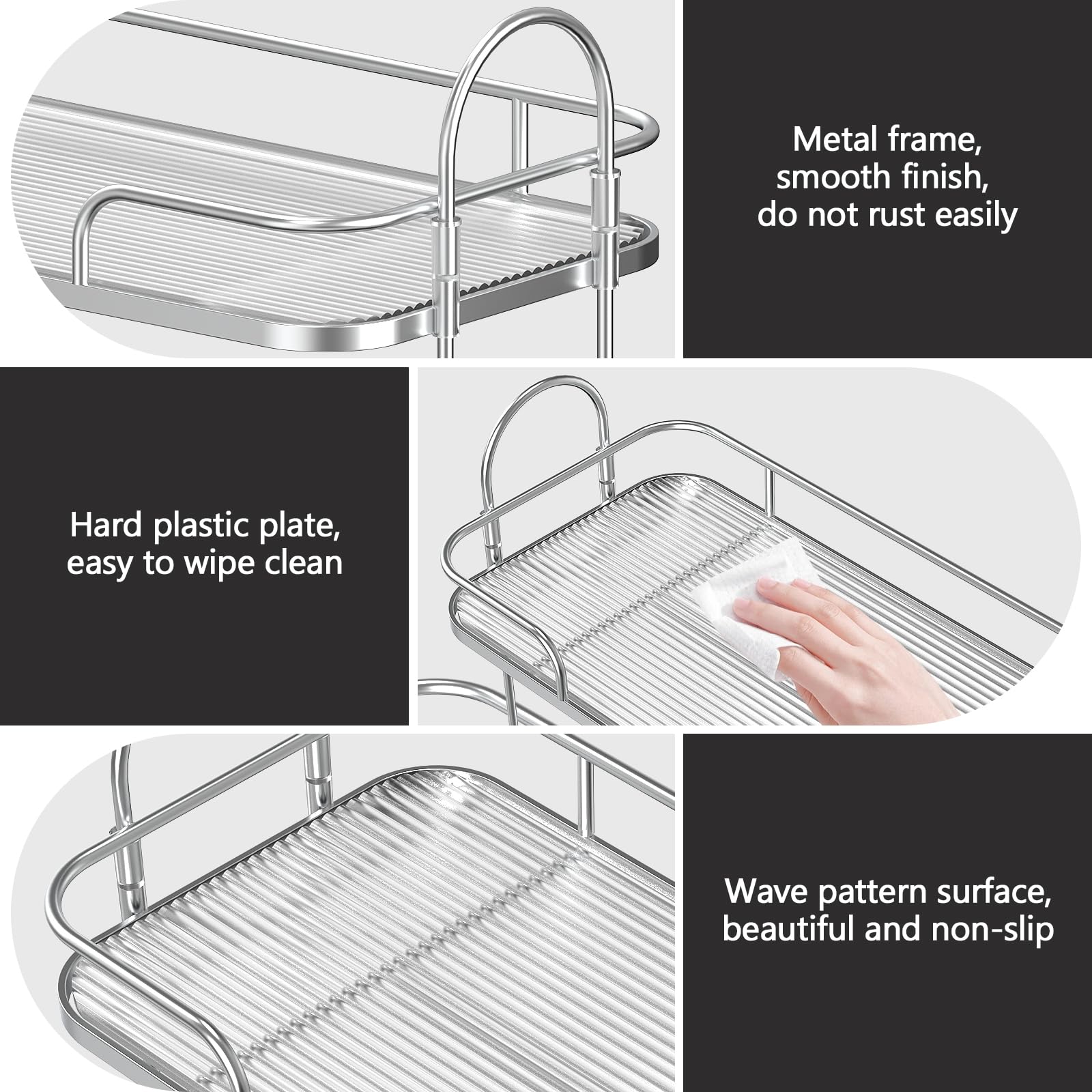 2-Tier Bathroom Counter Organizer - Silver Makeup & Skincare Vanity Organizer with Perfume Tray | Countertop Storage for Cosmetics, Jewelry & Toiletries | Perfect for Bathroom, Bedroom & Dressing Table Organization