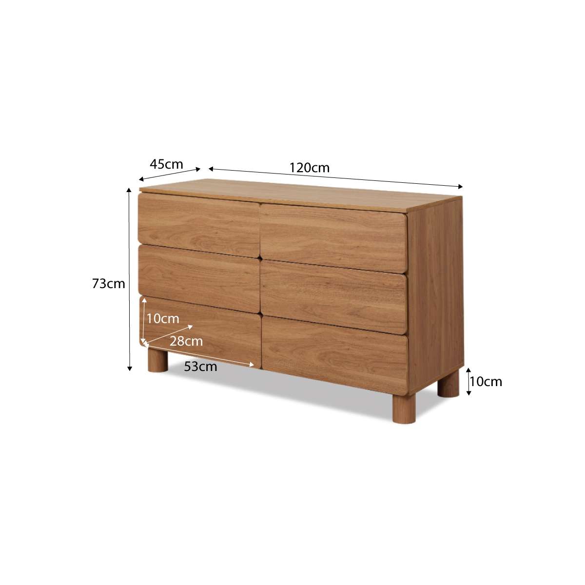 Leeroy 6-Drawer Dresser in Hazelnut Finish - Perfect for Bedroom, Living Room & Home Office Storage Organization
