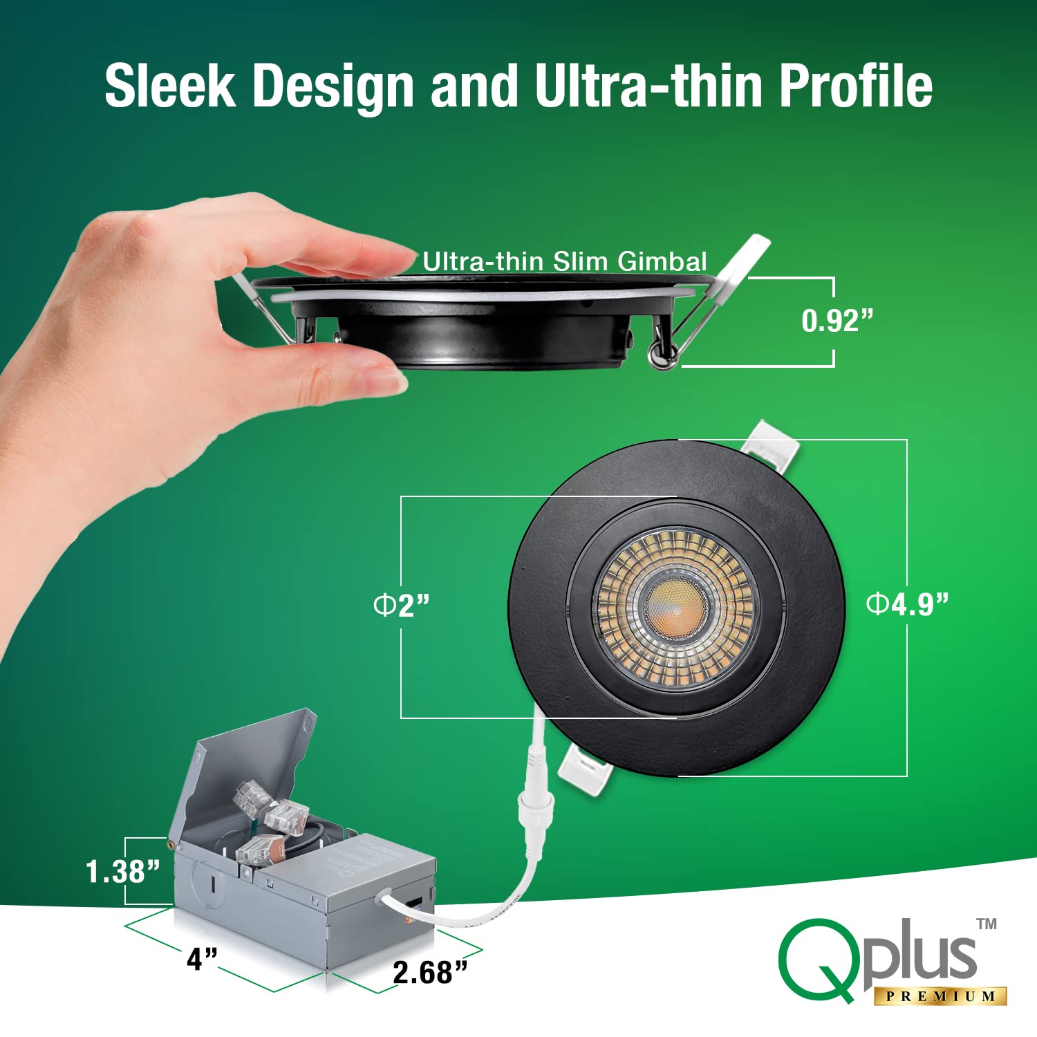 QPLUS 4 Inch Dimmable Recessed LED Pot Lights - 8 Pack Waterproof Black Downlights for Outdoor, Shower & Wet Locations - Energy Saving Can Lights Perfect for Patio, Garden & Bathroom Lighting