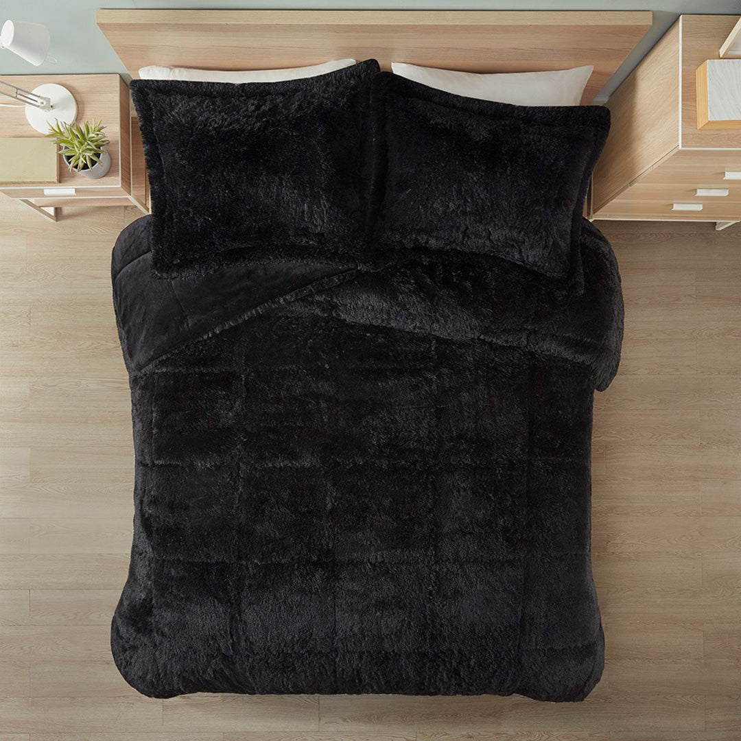 Malea Shaggy Long Fur Comforter Mini Set - Ultra Soft Plush Bedding for Cozy Bedroom Decor | Perfect for Winter Nights, Guest Rooms & Luxury Home Styling