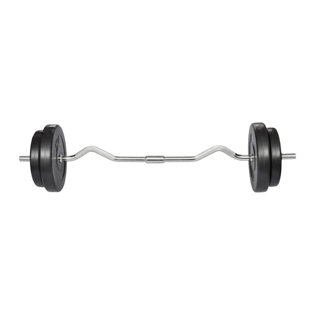 vidaXL Olympic Curl Bar with 30kg Weight Set - Perfect for Home Gym Strength Training & Weightlifting Workouts