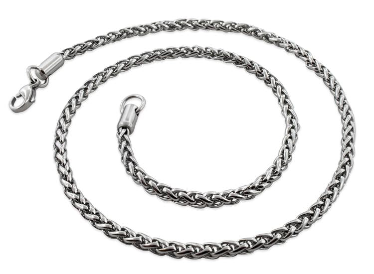 4MM Stainless Steel Spiga Chain Necklace for Women - Durable & Hypoallergenic Jewelry for Everyday Wear, Gift Giving & Special Occasions