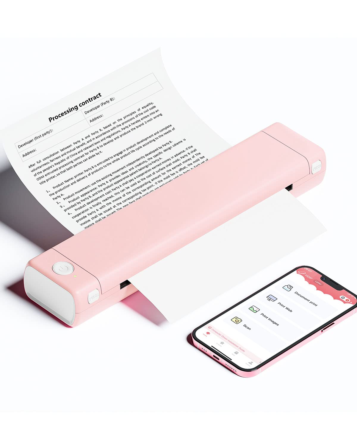 Phomemo M08F Wireless Thermal Printer - Inkless Portable A4 Printer for Android & iOS | Home Office, Photo Printing, Receipts & Study | Compact Printer for Smartphones, Laptops & Mobile Printing Needs