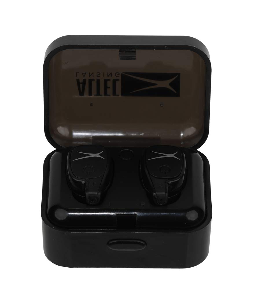 Altec Lansing MZX635 True Wireless Earbuds with Charging Case - IPX4 Waterproof Bluetooth Headphones for Running, Gym & Travel - Black Wireless Earbuds for iPhone & Android