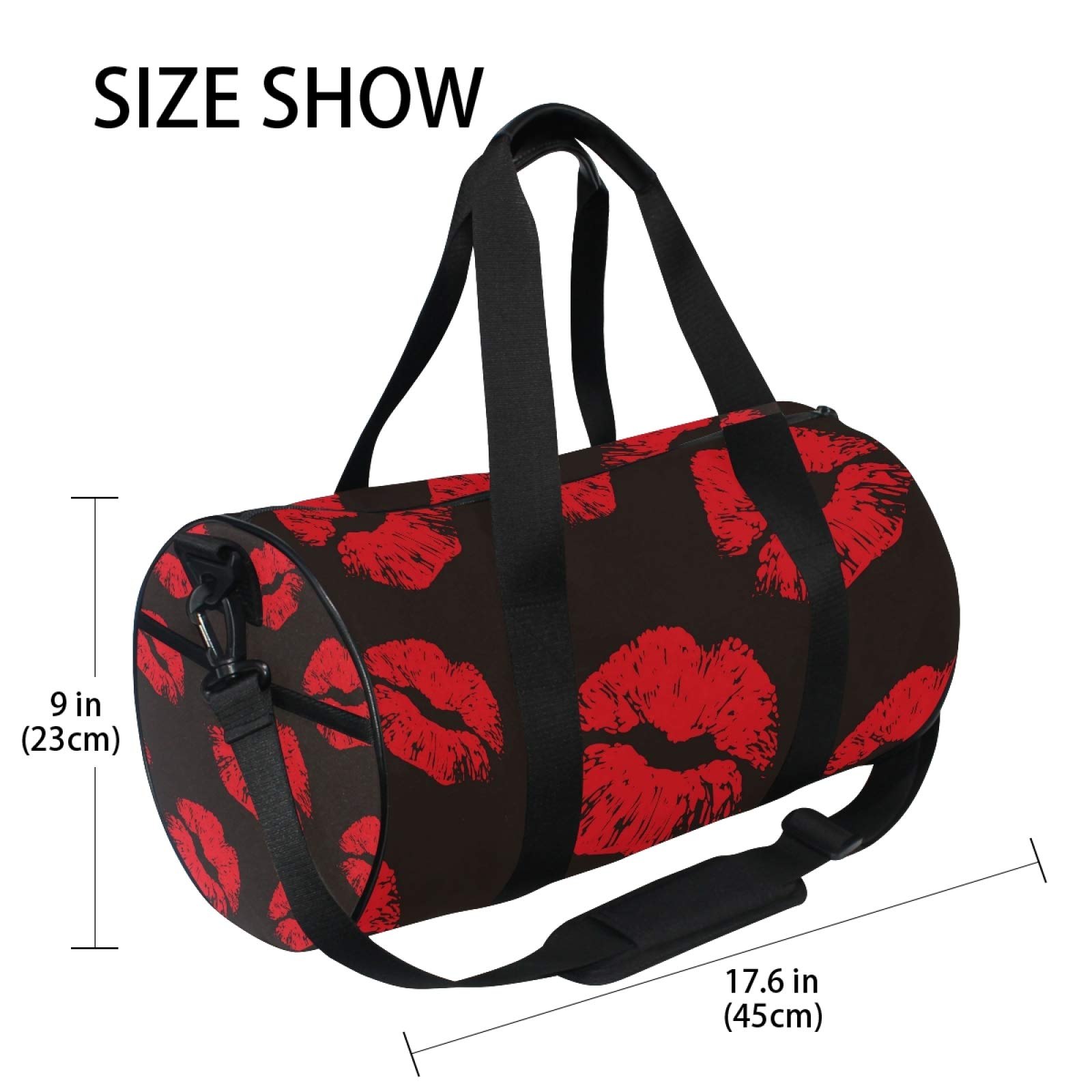 Premium Canvas Gym Bag for Men & Women - Durable Sports & Travel Duffle with Stylish Red Lips Print | Perfect for Gym, Workouts, Travel & Sports
