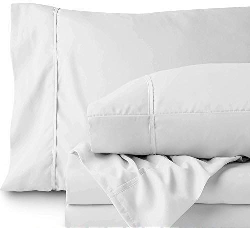 Luxury California King Size Sheet Set - 4 Piece Ultra Soft & Cooling Bed Sheets with 18 Inch Deep Pockets - Wrinkle Free, Breathable Hotel Quality White Sheets for Comfortable Sleep - Perfect for Master Bedrooms, Guest Rooms & Luxury Hotels