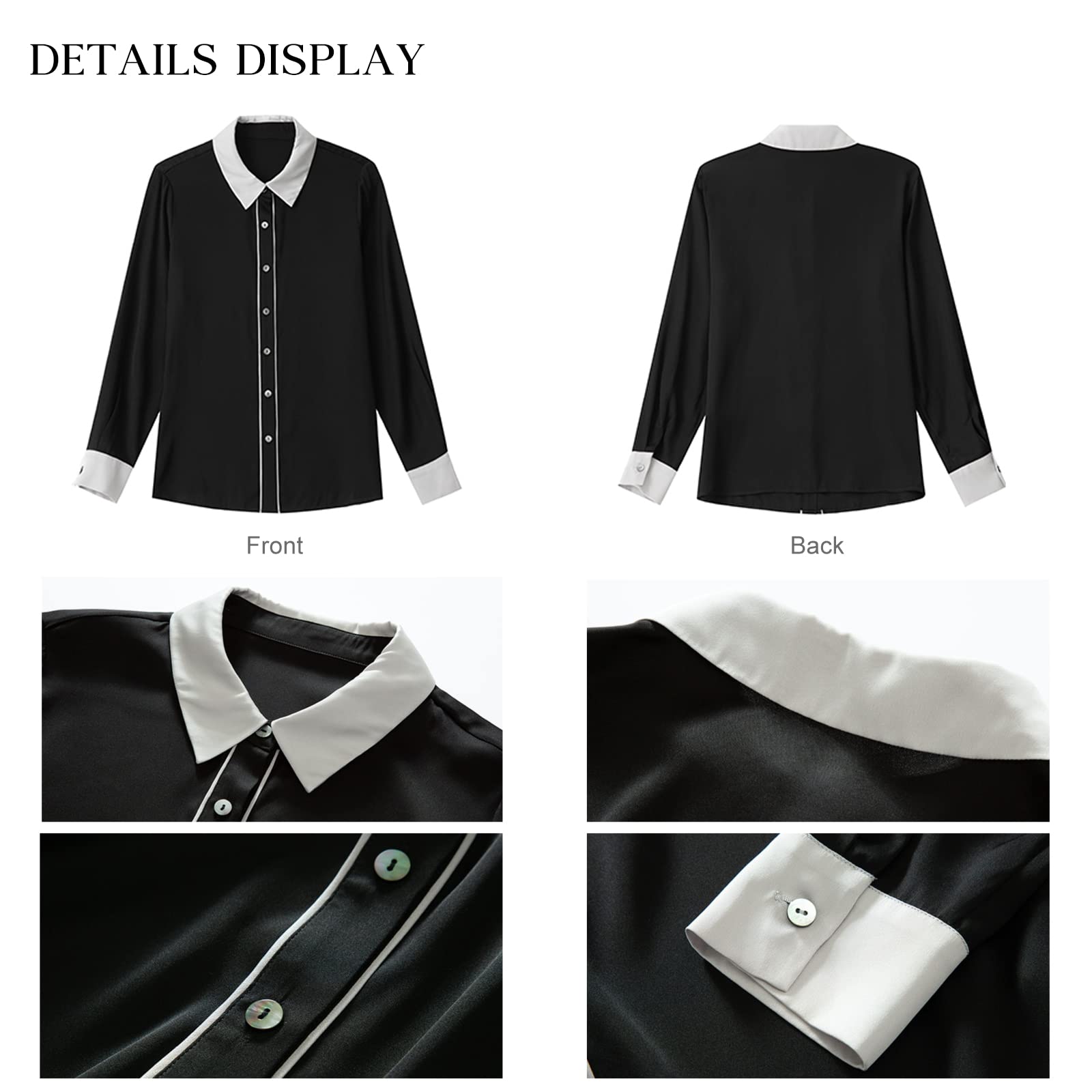 Luxury 100% Pure Silk Blouse for Women - Long Sleeve Elegant Button Down Shirt, Soft & Smooth Silk Top for Office, Party & Special Occasions | COLD POSH Women's Fashion