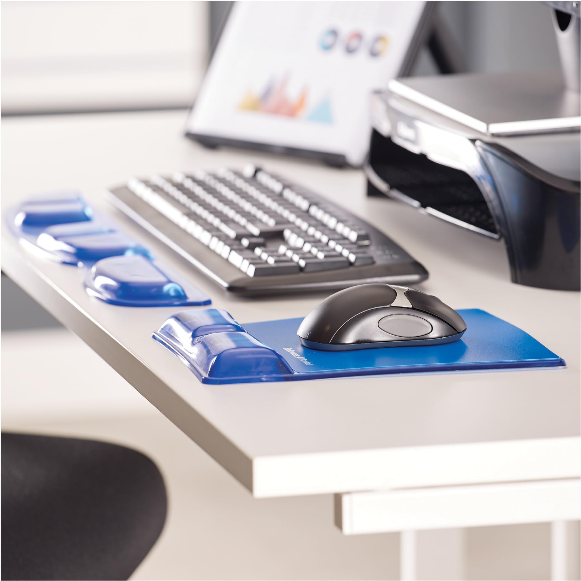 Ergonomic Keyboard Palm Rest with Wrist Support Cushion - Comfortable Typing Wrist Pad for Office & Gaming - Blue - Perfect for Computer Workstations, Home Offices & Long Typing Sessions