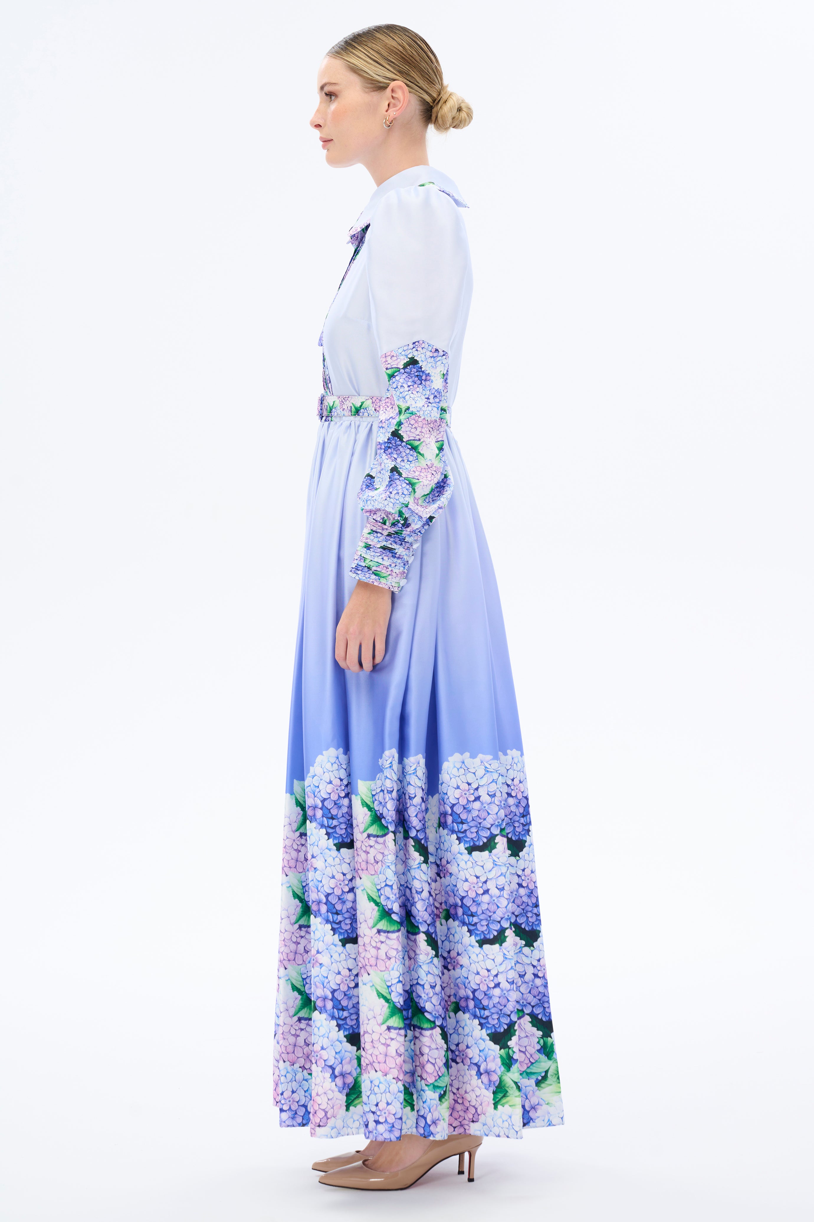 Lilac Balloon Sleeve Dress for Women - Elegant Flowy Party Dress for Weddings, Dates & Special Occasions