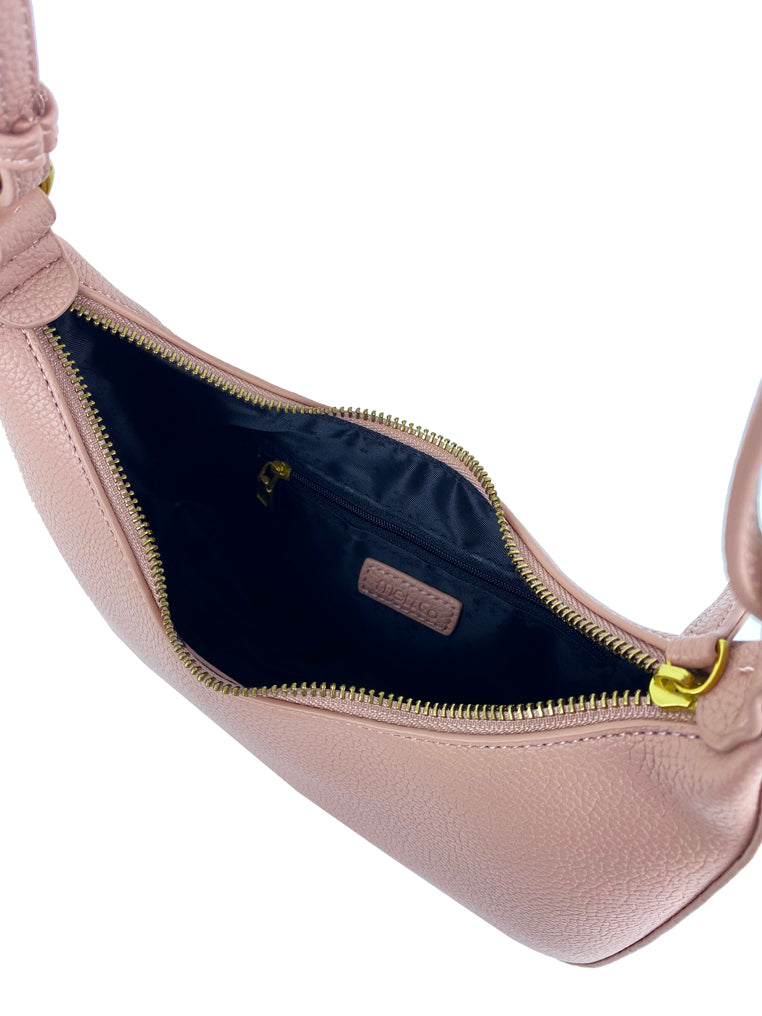 Mel&Co Pebbled Crescent Bag in Muted Pink - Stylish Crossbody Purse for Women, Perfect for Work, Travel & Everyday Use
