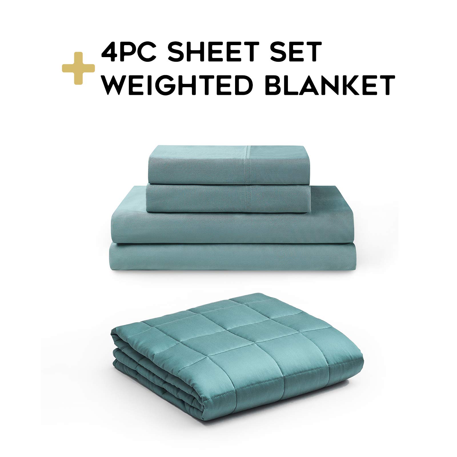 YnM Weighted Blanket with Bamboo Sheet Set Bundle - 48