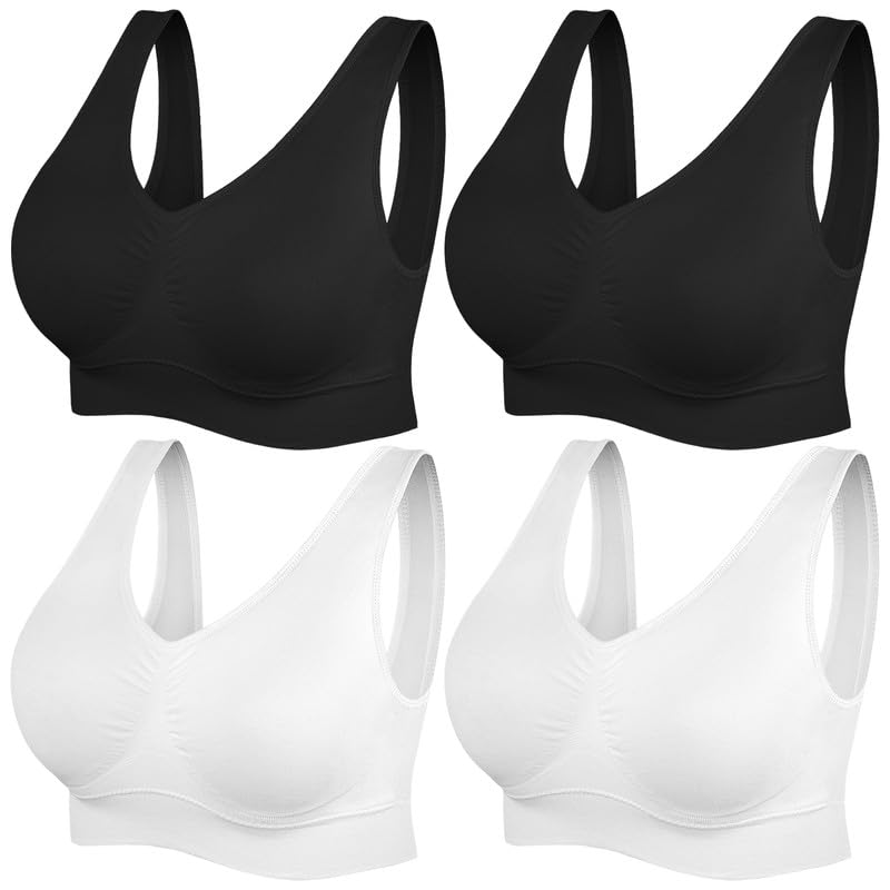 SIMIYA Women's Seamless Wireless Yoga Sports Bra - Comfortable Stretchy Workout Bra with Removable Pads for Running, Gym, Fitness & Active Lifestyle