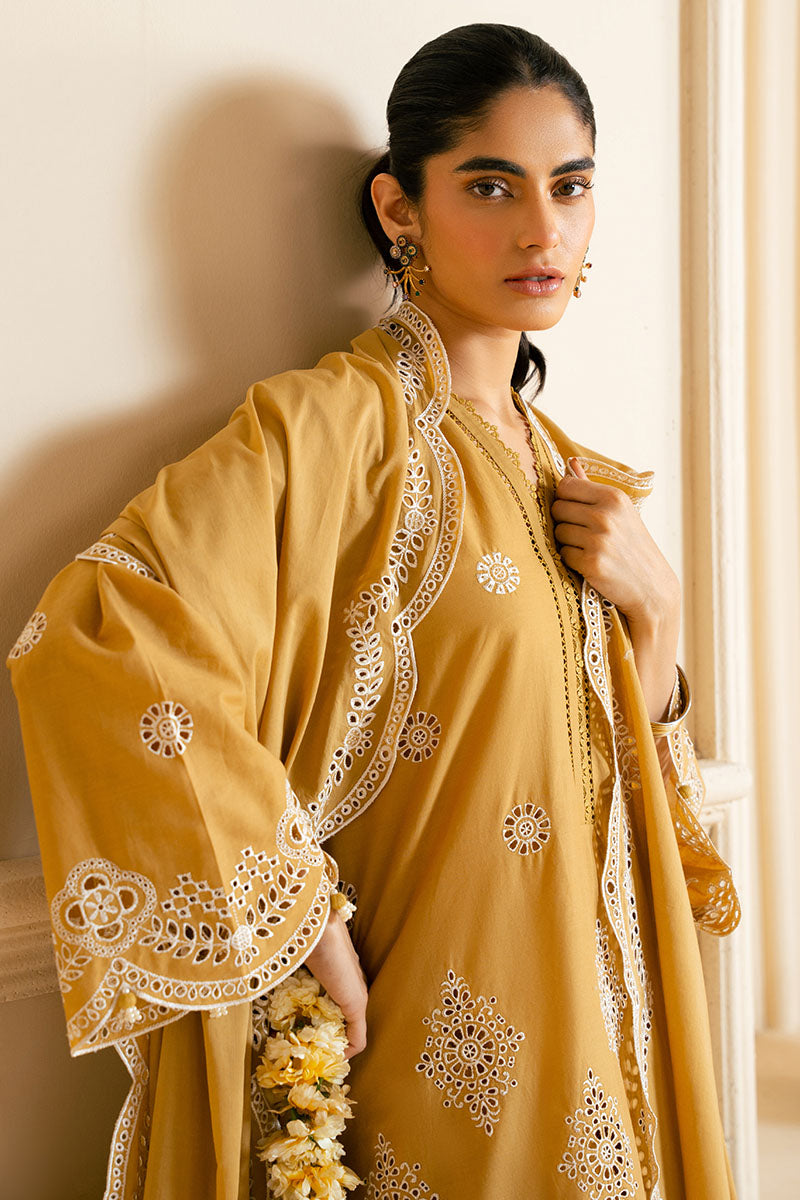 MEADOW GOLD 3-Piece Chikankari Embroidered Suit Set for Women | Traditional Indian Kurti with Dupatta & Pants | Perfect for Weddings, Festivals & Special Occasions