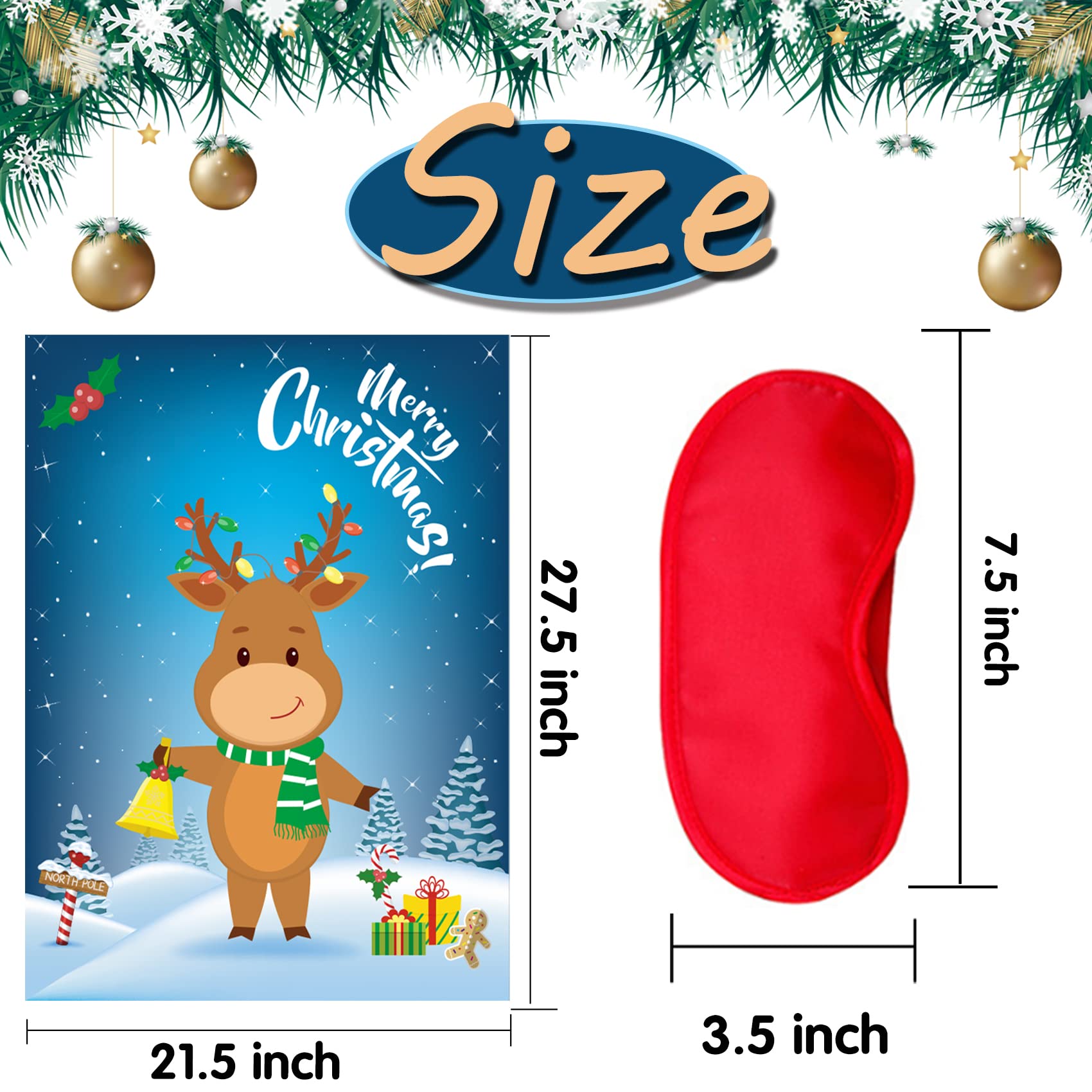 Christmas Party Games for Kids - Pin The Nose On The Deer Game Set | Fun Family Holiday Activities for Adults & Children | Perfect for Christmas Gatherings & Classroom Celebrations