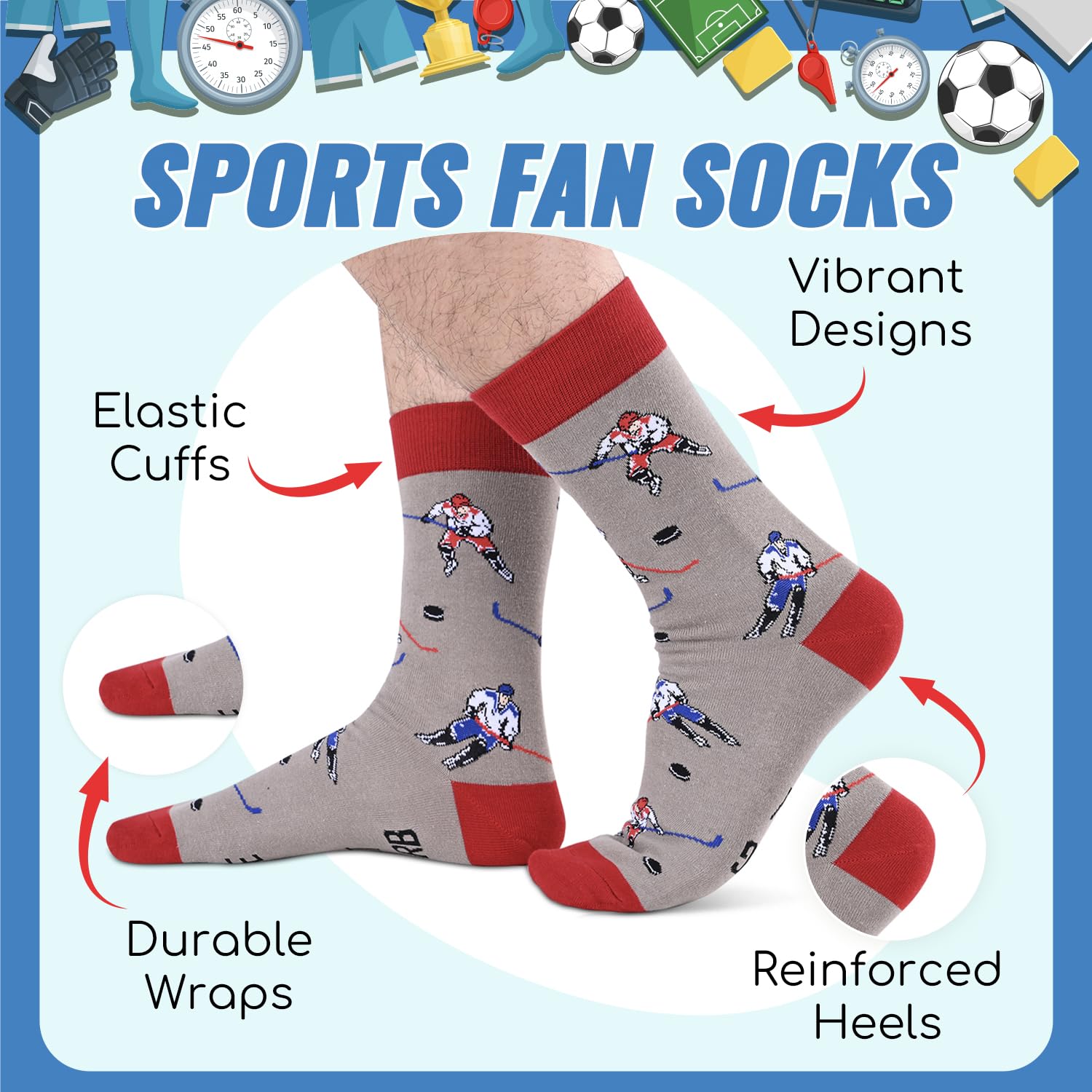 Hockey Game Socks for Men - Best Sports Gifts for Hockey Lovers & Fans - Perfect for Game Day, Training, and Fan Support