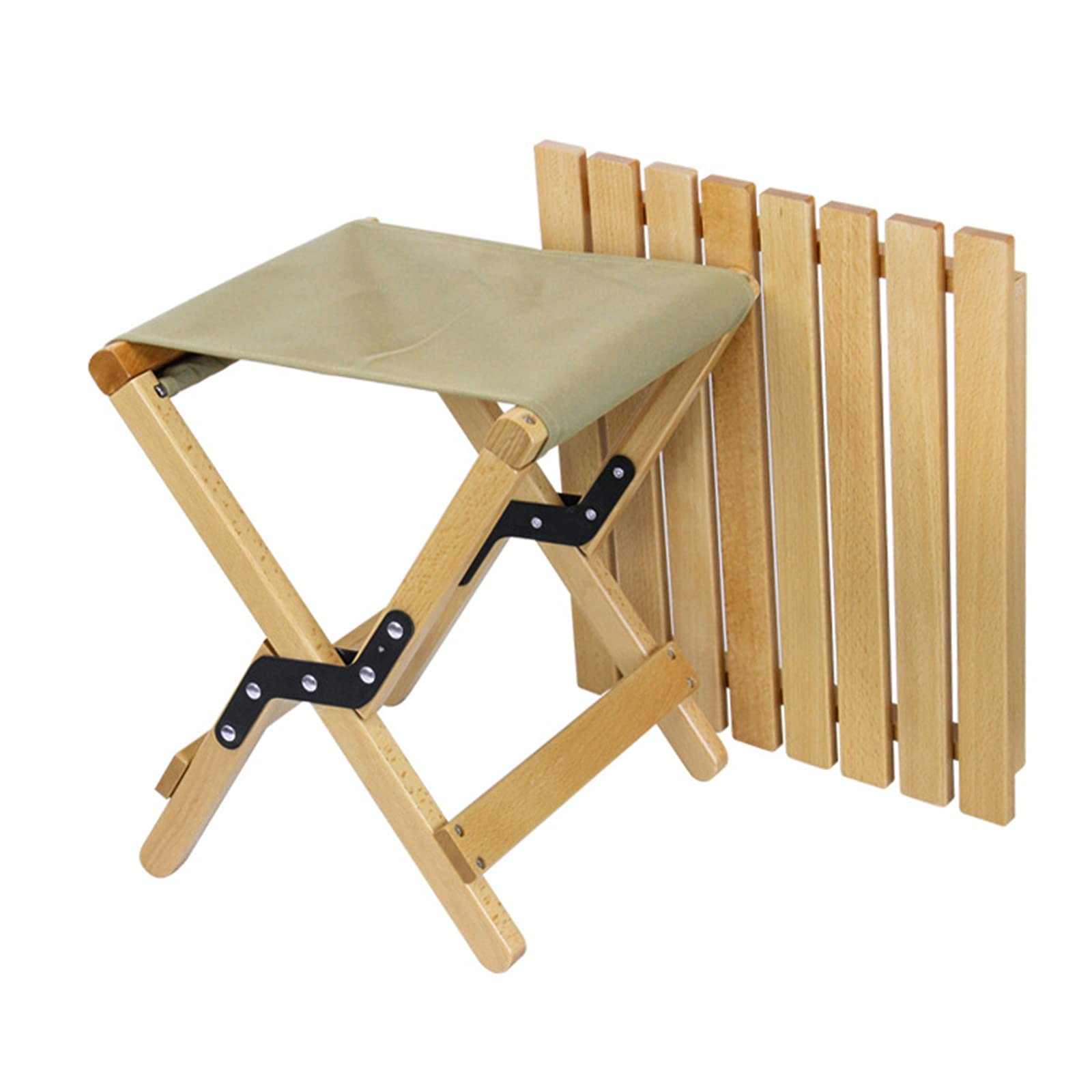 Portable Wooden Folding Camping Stool - Breathable X-Shaped Fishing Chair for Outdoor Adventures, Hiking, Picnics & Beach Trips (Wood Color)