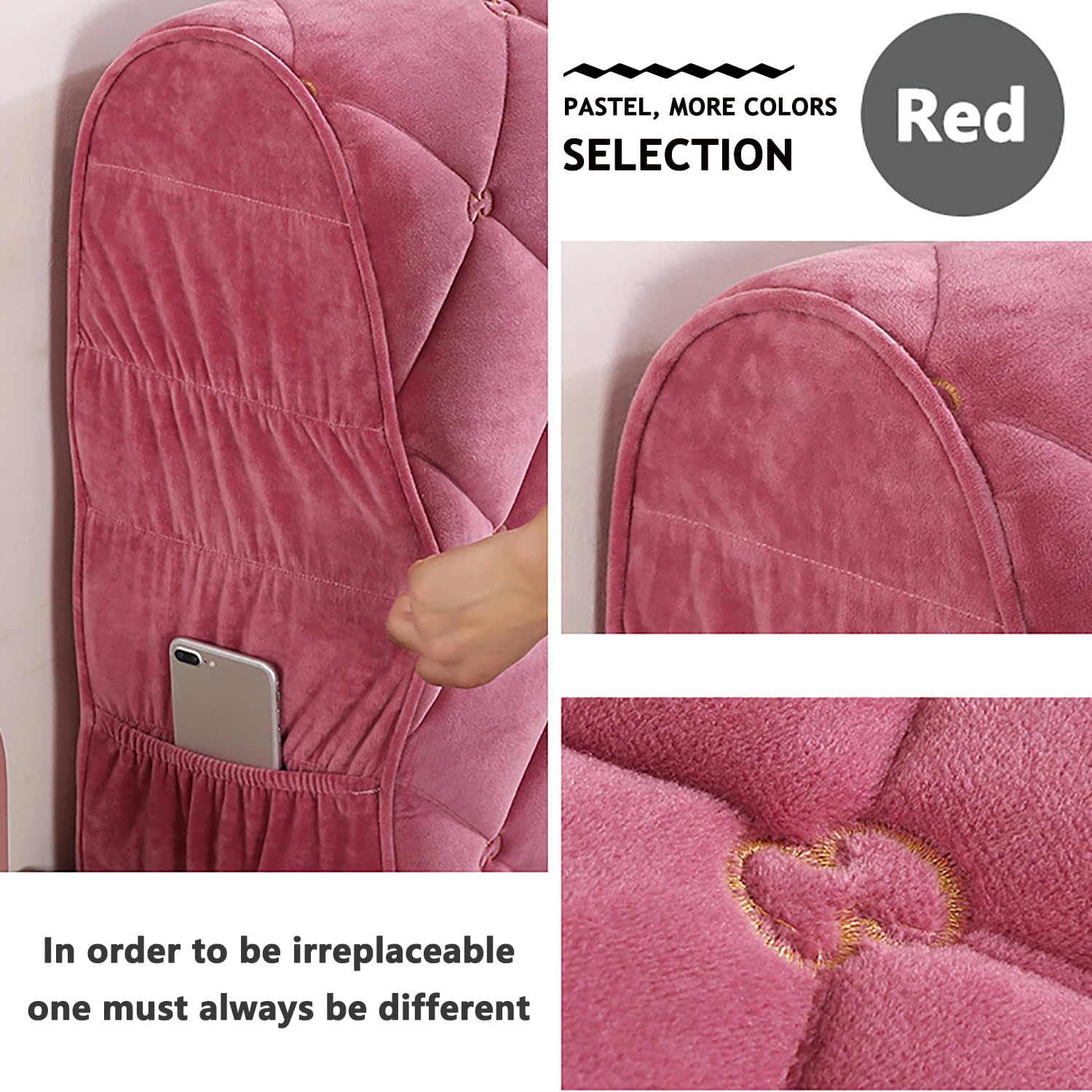 Universal Stretch Headboard Cover for Full/Queen/Cal King Beds - Washable Dustproof Slipcover Protector (Rose Red, 47.2 Inches) - Perfect for Bedroom Decor, Home Styling & Headboard Protection