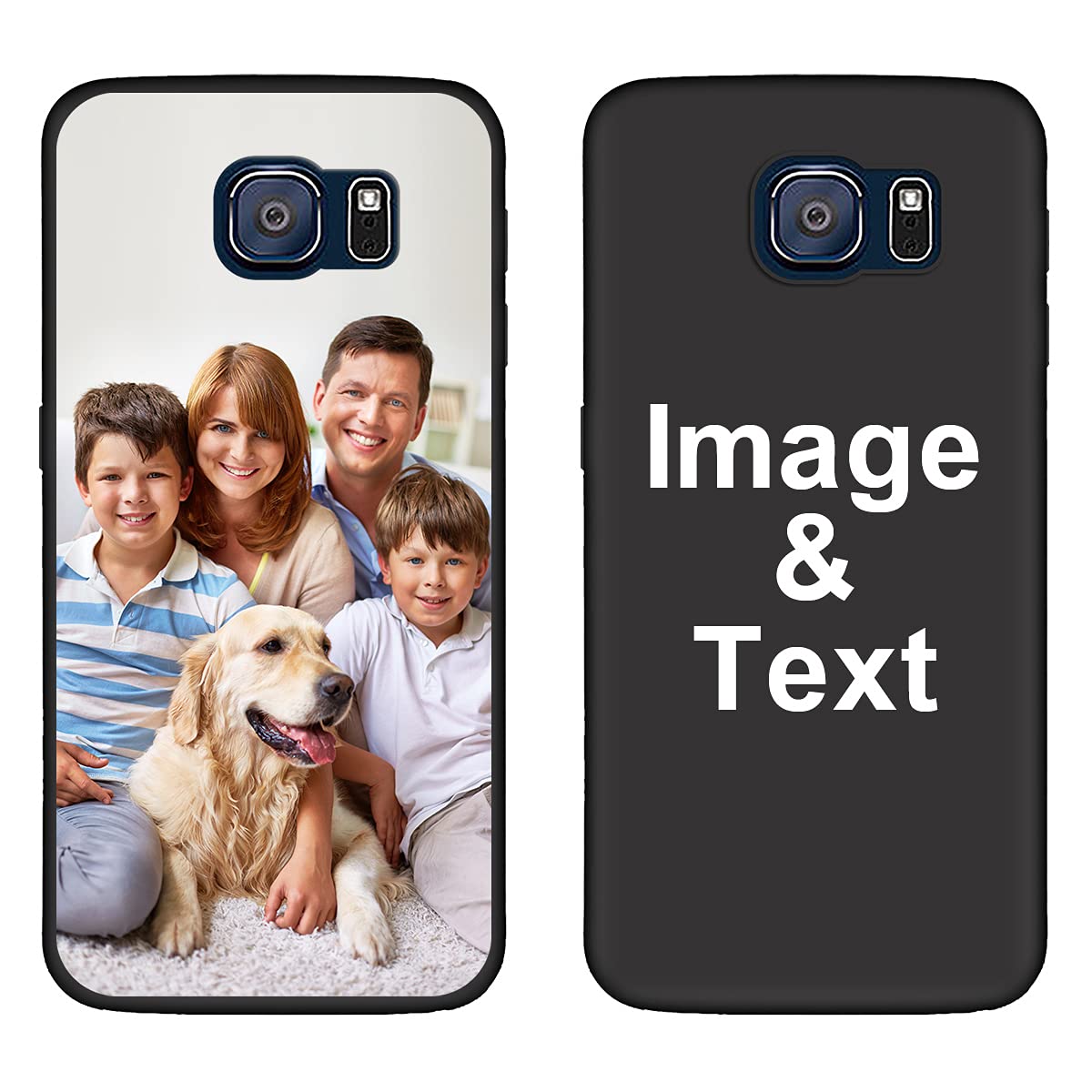 Customized Photo Case for Samsung Galaxy S6 - Personalized Picture Shockproof Silicone Cover - Soft Candy Design Protective Phone Case - Perfect Christmas Birthday Thanksgiving Gift - Ideal for Travel, Work & Everyday Use - Black