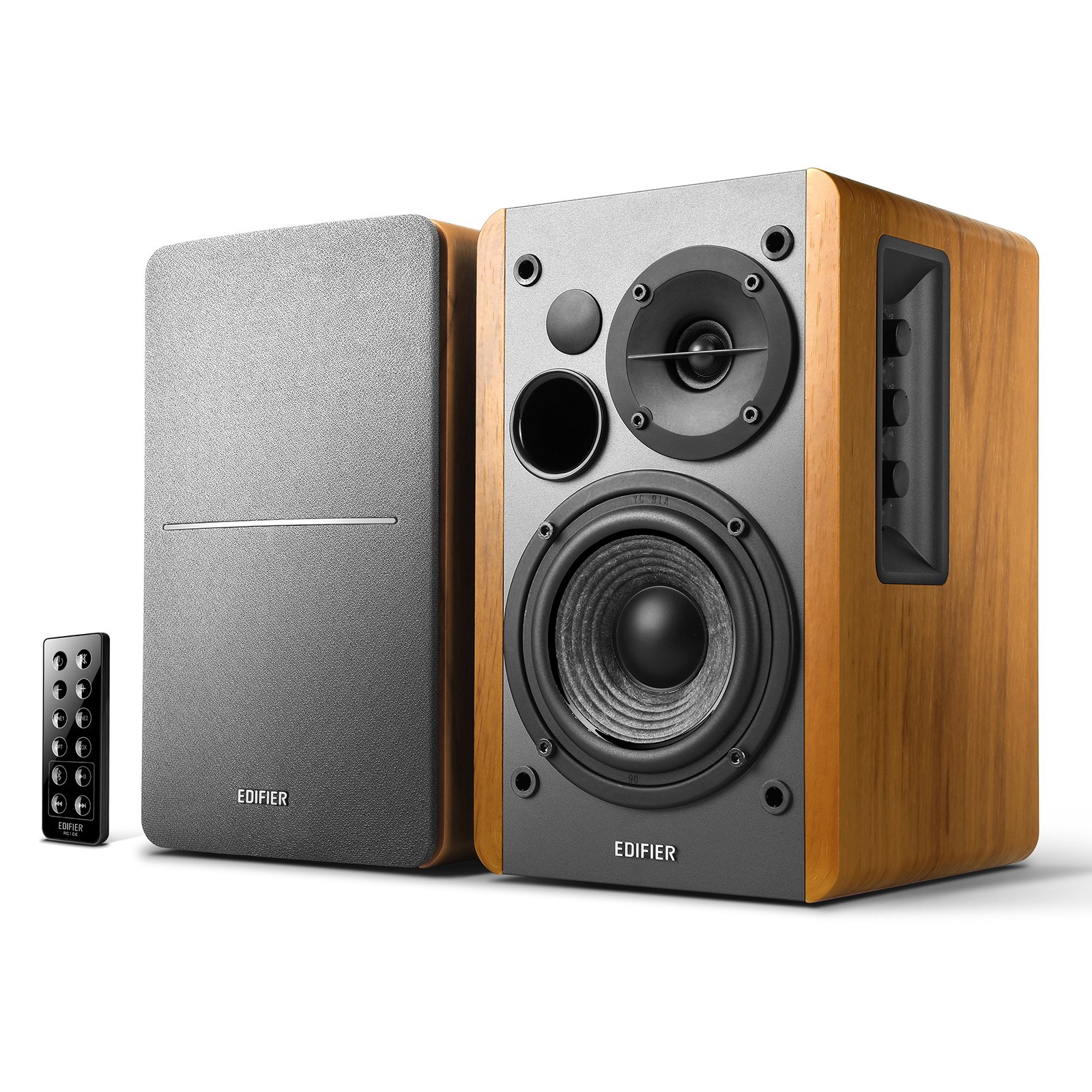 Edifier R1280DB Powered Bluetooth Bookshelf Speakers with Optical Input - Wireless Studio Monitor Speakers - 4 Inch Near Field Speakers - 42W RMS (Wooden Finish) - Perfect for Home Audio, Gaming & Music Listening
