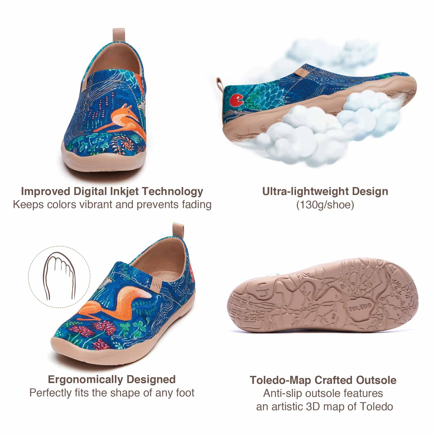 UIN Women's Art Travel Slip-On Shoes - Lightweight Breathable Casual Loafers for Walking, Work & Travel - Comfortable Flats for Women with Arch Support (Perfect for Commuting, Office & Vacation)