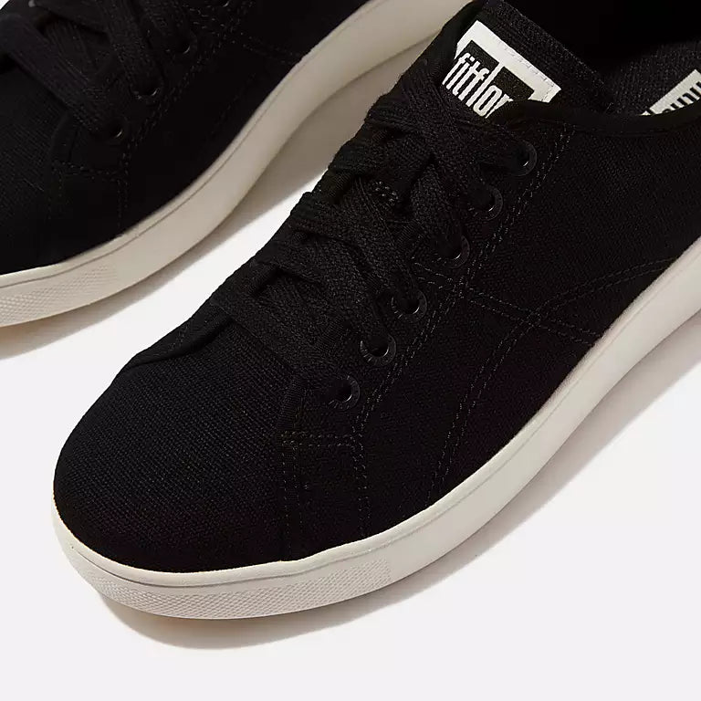 FitFlop Rally Canvas Sneakers for Women - Comfortable Walking Shoes in Black & Cream | Casual Wear, Gym, Travel & Everyday Use