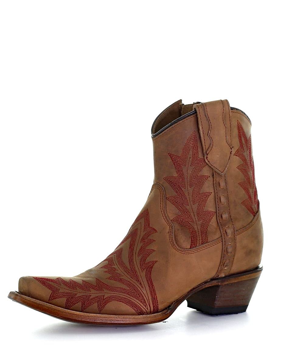 Circle G Women's Sand Embroidered Ankle Boots with Zipper L5703 - Stylish & Comfortable for Casual Outings, Parties, and Everyday Wear