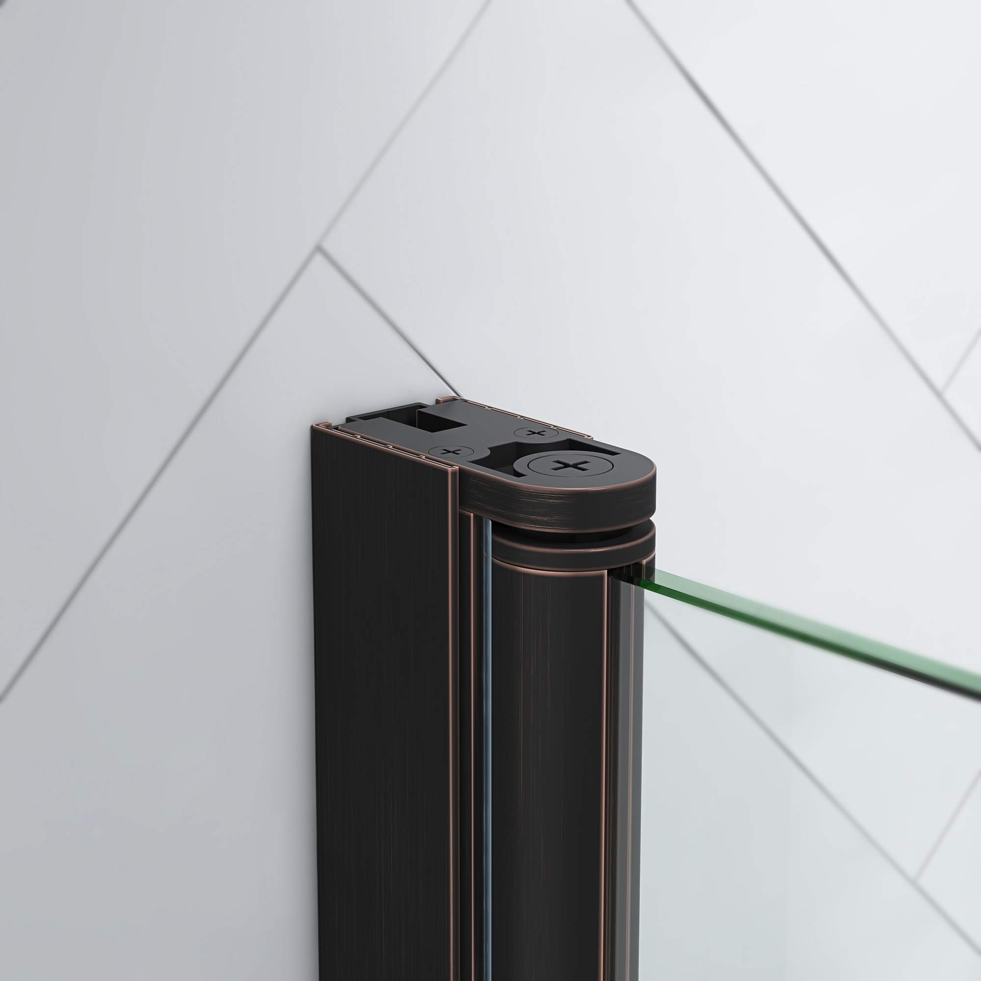 OVE Decors Pasadena Frameless Corner Shower Door 65x33 Inches - Oil Rubbed Bronze with Built-in Shelves | Bathroom Upgrade for Modern Homes (Model PA0683301)