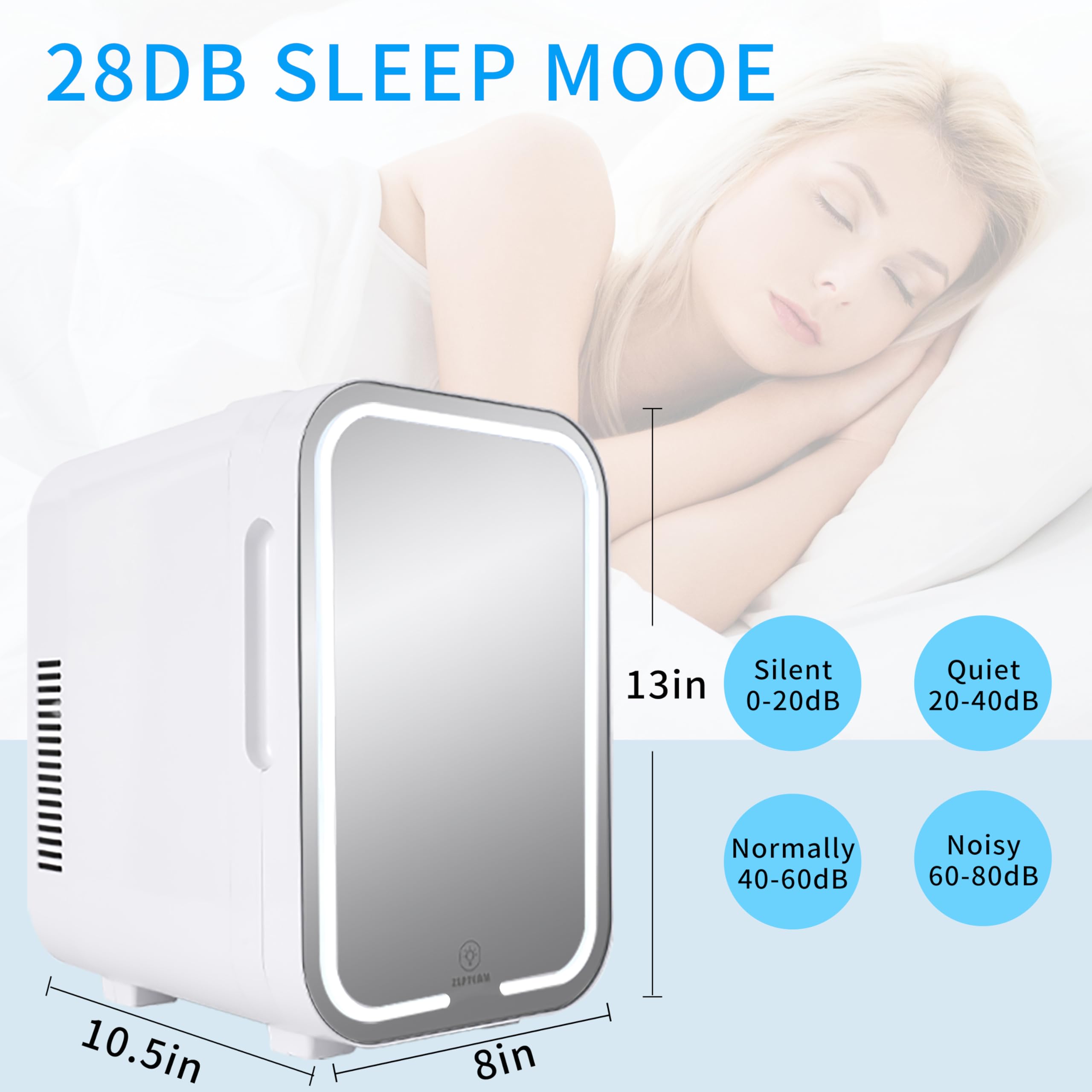 Mini Fridge 8L - Portable Compact Refrigerator for Skincare, Cosmetics, Bedroom & Dorm | Perfect for Beauty Products, Drinks & Snacks | Energy Efficient & Quiet Cooling