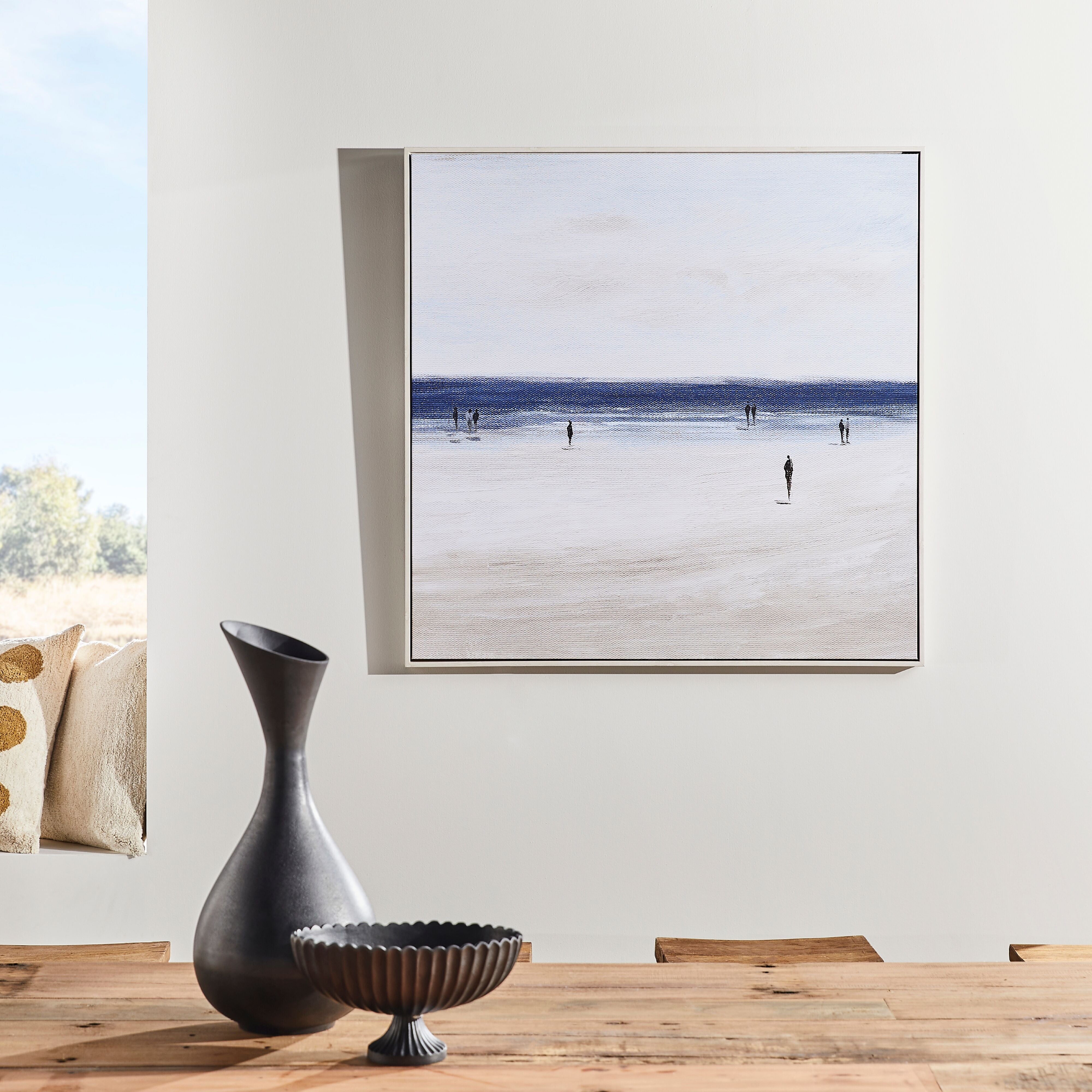 Beach Walkers Canvas Print 40.4x40.4 Inches - Coastal Wall Art for Living Room, Bedroom & Beach House Decor