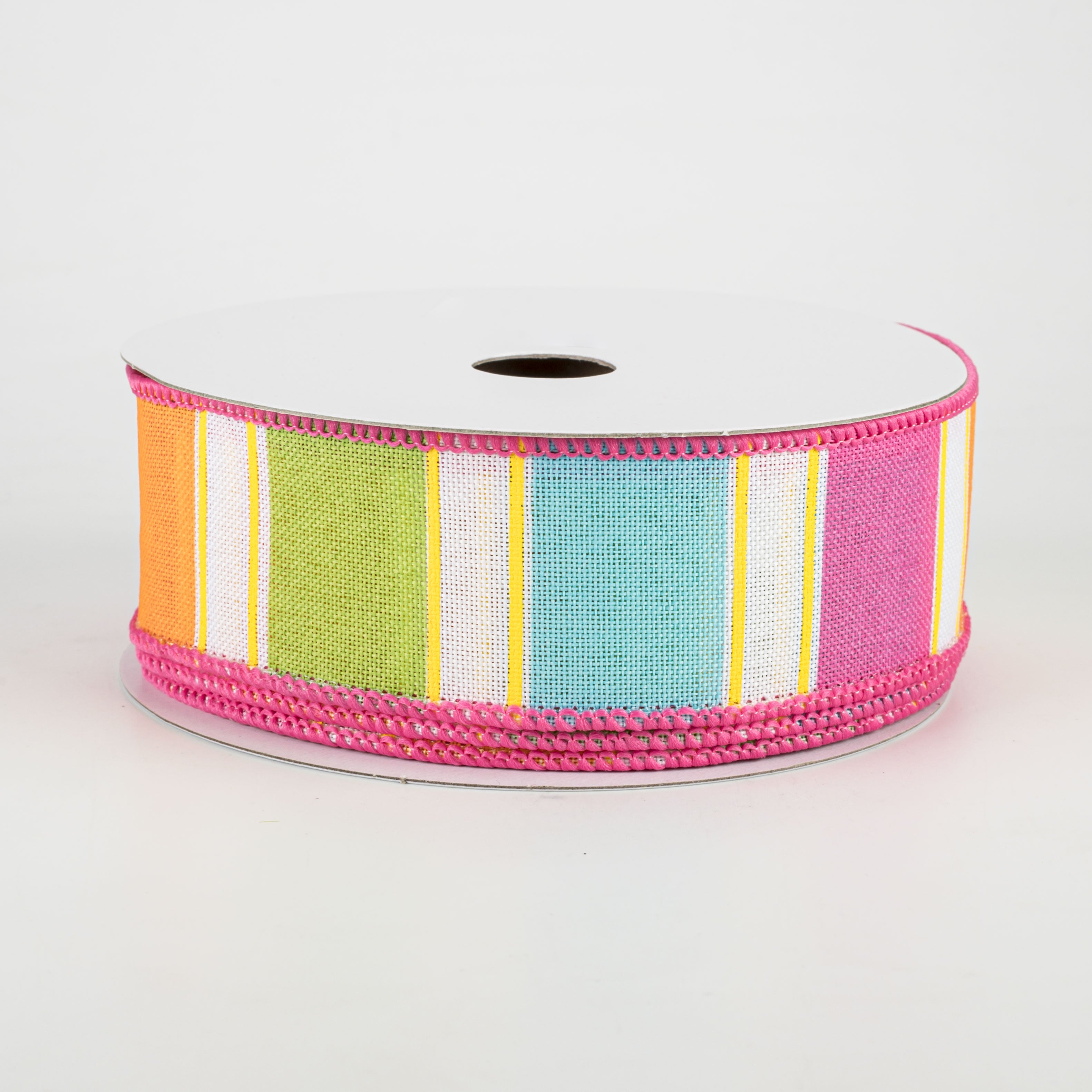 1.5 Inch Bold Stripes Ribbon - 10 Yards Bulk Roll for Gift Wrapping, Crafts & DIY Projects (White, Pink, Orange, Green, Yellow) | Party Decorations, Scrapbooking & Hair Bows