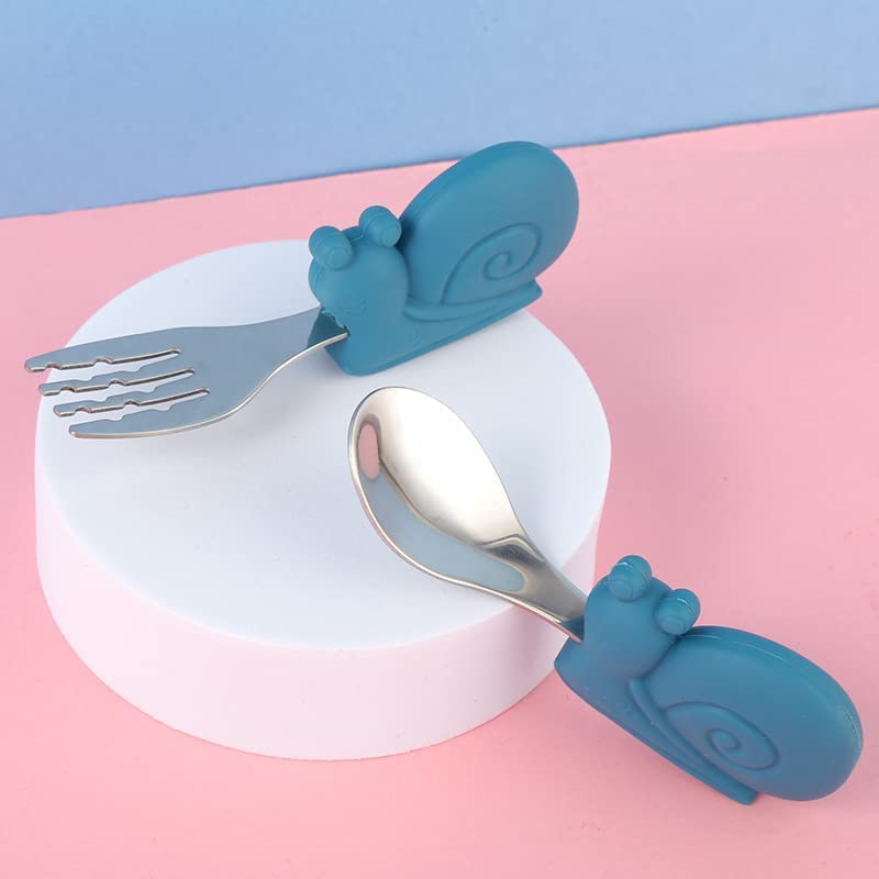 2-Piece Toddler Utensil Set - Soft Silicone Spoon & Fork with Easy-Grip Handle | BPA-Free Baby Feeding Tools | Perfect for Toddlers Learning to Eat | Includes 20-Piece Set in Blue