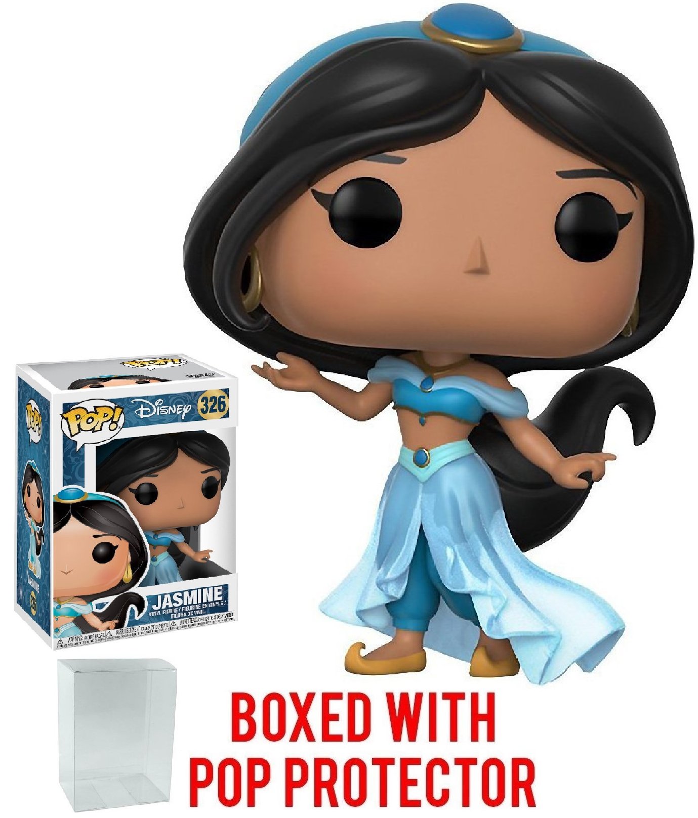 Disney Aladdin Jasmine Funko Pop! Vinyl Figure with Pop Box Protector Case - Collectible Toy for Disney Fans, Home Decor & Gift Idea